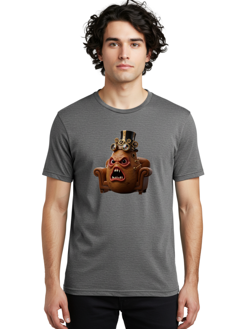 Steampunk-Potato Men'S Graphic Tee, 100% Cotton, Comfortable Casual Summer Wear, Machine Washable, Vintage Camera, Old Camera, Antique Camera, Black Camera, Classic Photography, Photography Equipment, Nostalgic Device, Film Camera, Camera Art Bai424