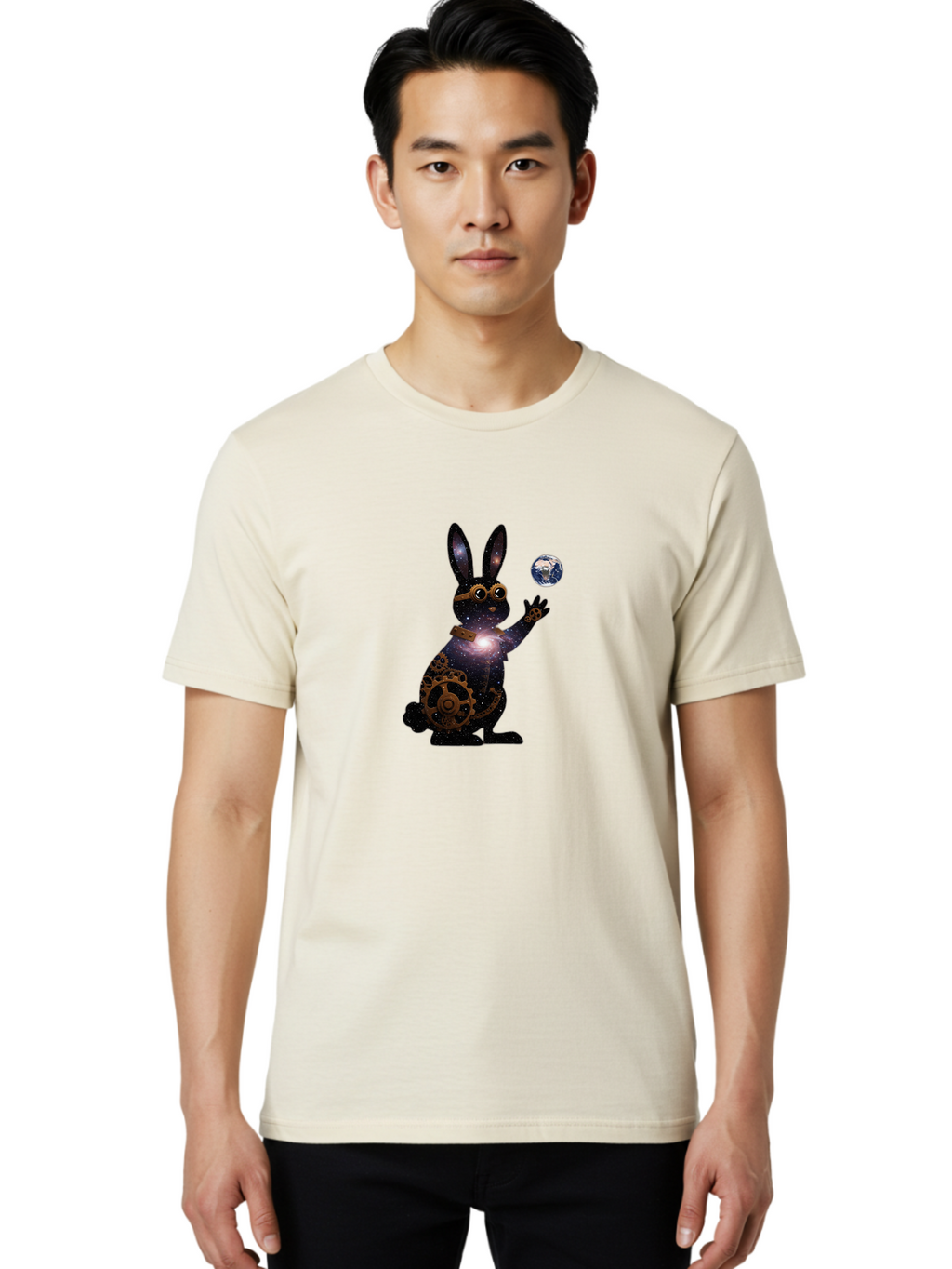 Steampunk-Rabbit Men'S Graphic Tee, 100% Cotton, Comfortable Casual Summer Wear, Machine Washable, Vintage Camera, Old Camera, Antique Camera, Black Camera, Classic Photography, Photography Equipment, Nostalgic Device, Film Camera, Camera Art Bai425