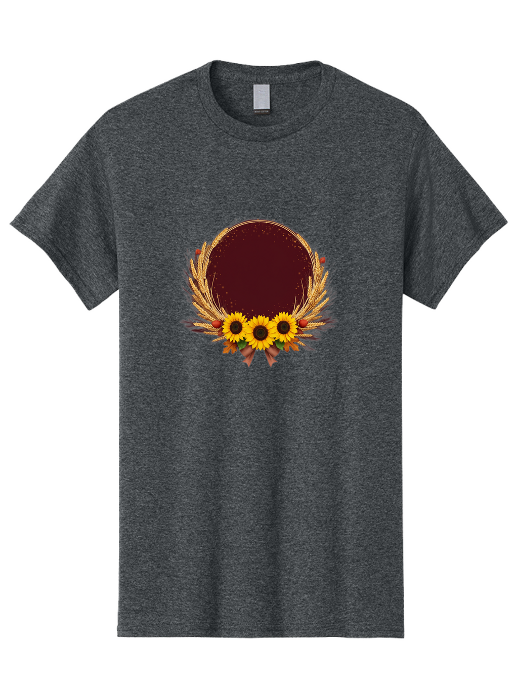 Sunflower-Wreath-Frame Men'S Graphic Tee, 100% Cotton, Comfortable Casual Summer Wear, Machine Washable, Vintage Camera, Old Camera, Antique Camera, Black Camera, Classic Photography, Photography Equipment, Nostalgic Device, Film Camera, Bai430