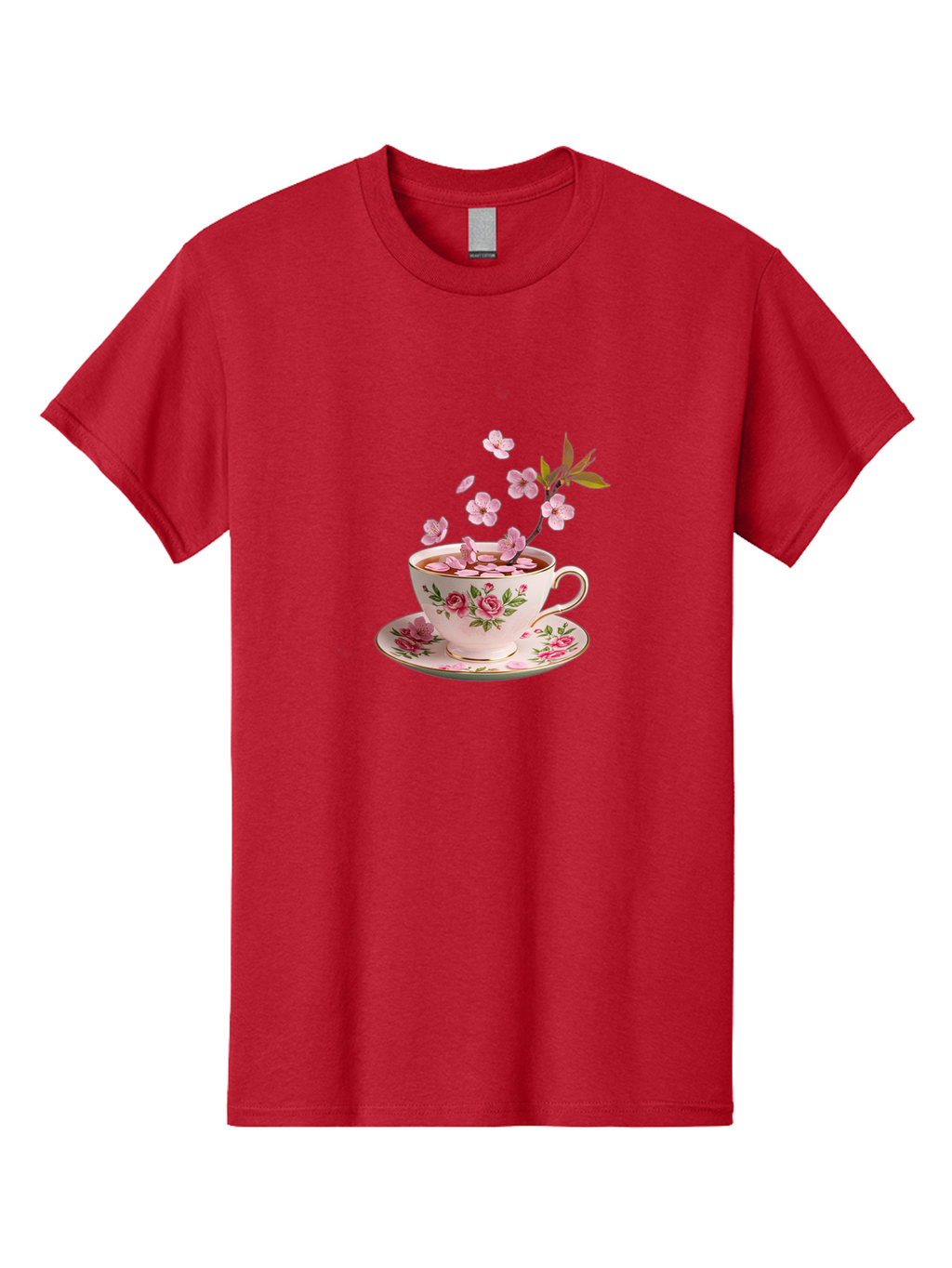 Tea-Cup-With-Cherry-Blossoms-1 Men'S Graphic Tee, 100% Cotton, Comfortable Casual Summer Wear, Machine Washable, Vintage Camera, Old Camera, Antique Camera, Black Camera, Classic Photography, Photography Equipment, Nostalgic Device, Bai446