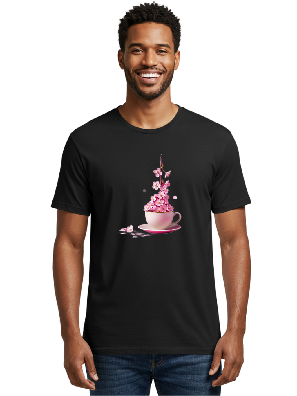 Tea-Cup-With-Flowers Men'S Graphic Tee, 100% Cotton, Comfortable Casual Summer Wear, Machine Washable, Vintage Camera, Old Camera, Antique Camera, Black Camera, Classic Photography, Photography Equipment, Nostalgic Device, Film Camera, Bai449