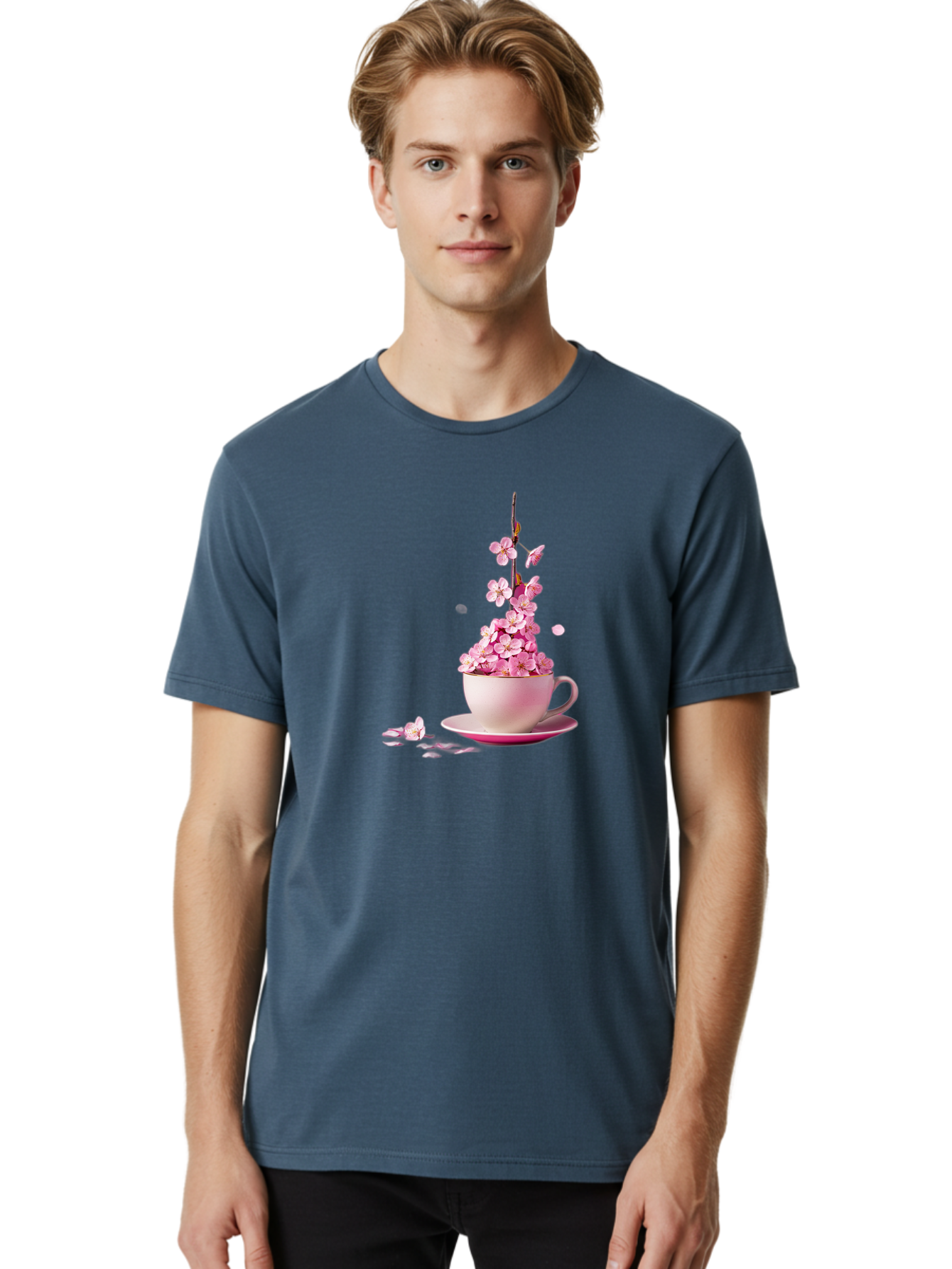 Tea-Cup-With-Flowers Men'S Graphic Tee, 100% Cotton, Comfortable Casual Summer Wear, Machine Washable, Vintage Camera, Old Camera, Antique Camera, Black Camera, Classic Photography, Photography Equipment, Nostalgic Device, Film Camera, Bai449