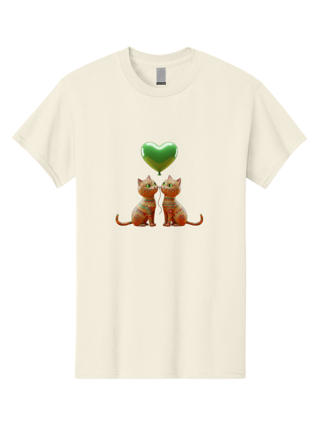 Two-Cats-With-Heart-Balloon-1 Men'S Graphic Tee, 100% Cotton, Comfortable Casual Summer Wear, Machine Washable, Vintage Camera, Old Camera, Antique Camera, Black Camera, Classic Photography, Photography Equipment, Nostalgic Device, Bai489