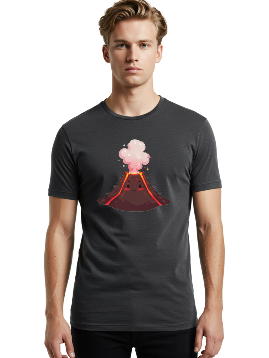 Volcano-Cartoon Men'S Graphic Tee, 100% Cotton, Comfortable Casual Summer Wear, Machine Washable, Vintage Camera, Old Camera, Antique Camera, Black Camera, Classic Photography, Photography Equipment, Nostalgic Device, Film Camera, Camera Art Bai506