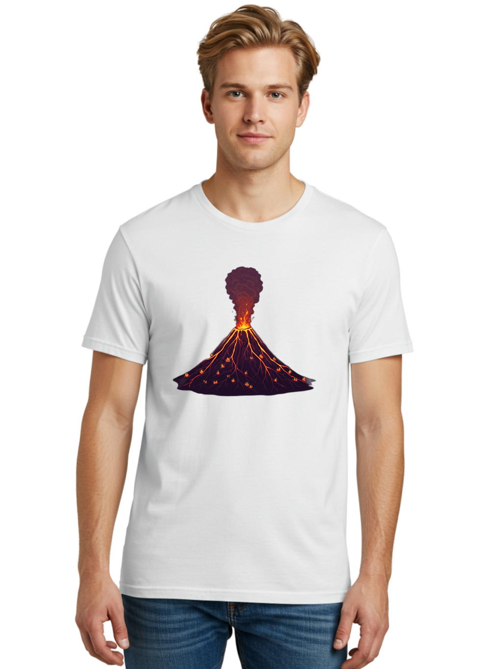 Volcano-Erupting Men'S Graphic Tee, 100% Cotton, Comfortable Casual Summer Wear, Machine Washable, Vintage Camera, Old Camera, Antique Camera, Black Camera, Classic Photography, Photography Equipment, Nostalgic Device, Film Camera, Camera Art Bai536