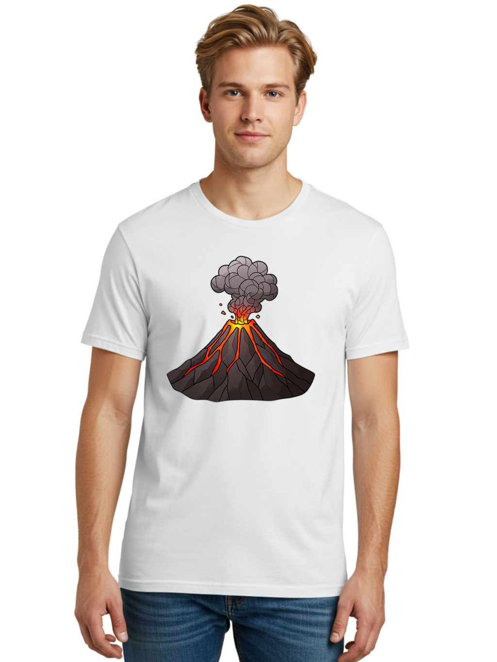Volcano-Eruption-1 Men'S Graphic Tee, 100% Cotton, Comfortable Casual Summer Wear, Machine Washable, Vintage Camera, Old Camera, Antique Camera, Black Camera, Classic Photography, Photography Equipment, Nostalgic Device, Film Camera, Bai537