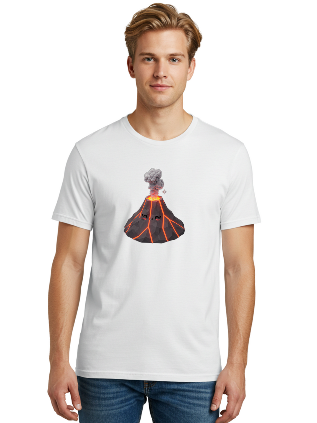 Volcano-With-Face-1 Men'S Graphic Tee, 100% Cotton, Comfortable Casual Summer Wear, Machine Washable, Vintage Camera, Old Camera, Antique Camera, Black Camera, Classic Photography, Photography Equipment, Nostalgic Device, Film Camera, Bai552