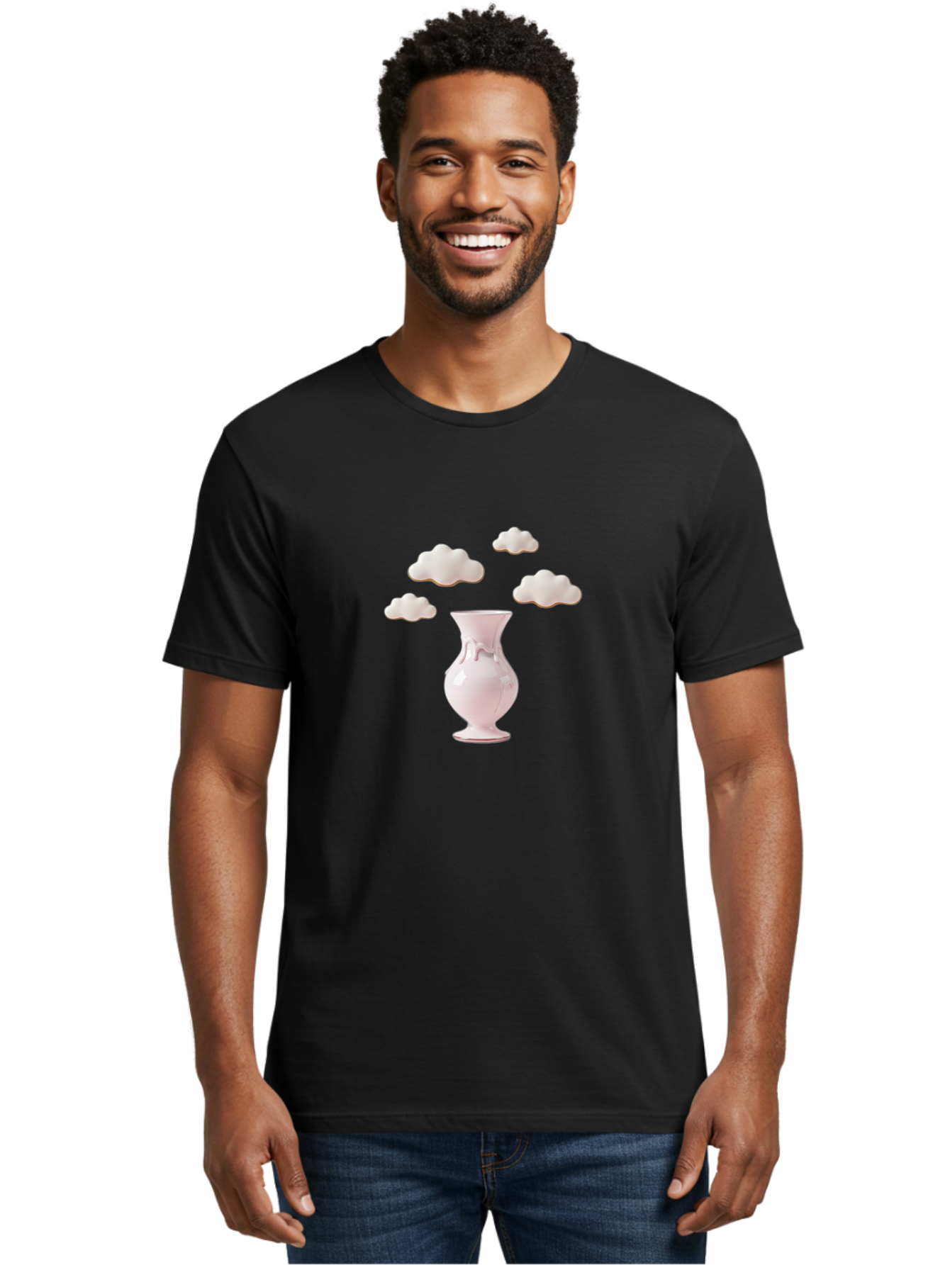 White-Vase-With-Clouds Men'S Graphic Tee, 100% Cotton, Comfortable Casual Summer Wear, Machine Washable, Vintage Camera, Old Camera, Antique Camera, Black Camera, Classic Photography, Photography Equipment, Nostalgic Device, Film Camera, Bai559