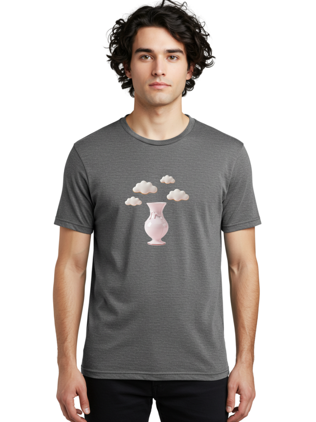 White-Vase-With-Clouds Men'S Graphic Tee, 100% Cotton, Comfortable Casual Summer Wear, Machine Washable, Vintage Camera, Old Camera, Antique Camera, Black Camera, Classic Photography, Photography Equipment, Nostalgic Device, Film Camera, Bai559