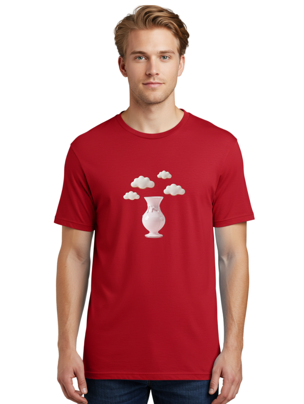 White-Vase-With-Clouds Men'S Graphic Tee, 100% Cotton, Comfortable Casual Summer Wear, Machine Washable, Vintage Camera, Old Camera, Antique Camera, Black Camera, Classic Photography, Photography Equipment, Nostalgic Device, Film Camera, Bai559