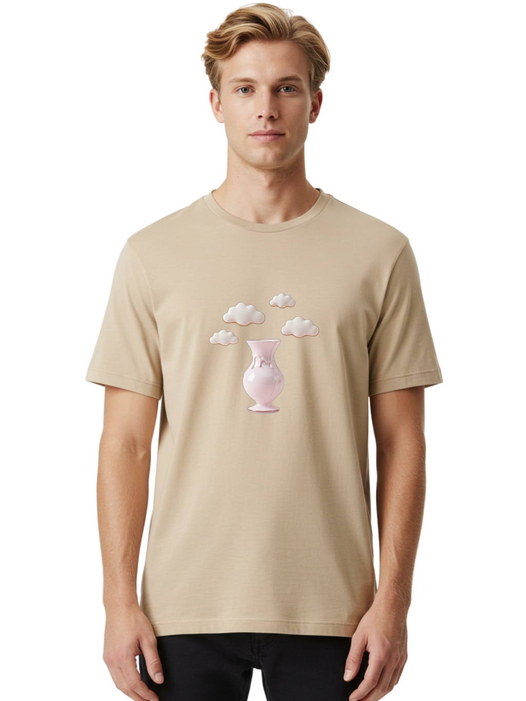 White-Vase-With-Clouds Men'S Graphic Tee, 100% Cotton, Comfortable Casual Summer Wear, Machine Washable, Vintage Camera, Old Camera, Antique Camera, Black Camera, Classic Photography, Photography Equipment, Nostalgic Device, Film Camera, Bai559