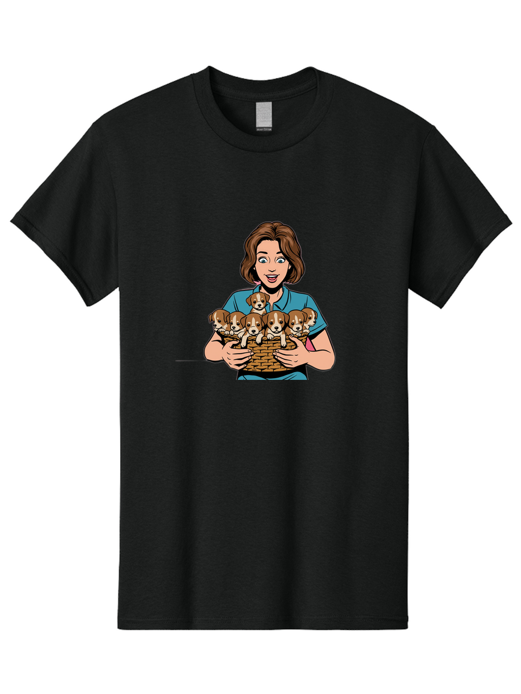 Woman-Holding-Puppies Men'S Graphic Tee, 100% Cotton, Comfortable Casual Summer Wear, Machine Washable, Vintage Camera, Old Camera, Antique Camera, Black Camera, Classic Photography, Photography Equipment, Nostalgic Device, Film Camera, Bai561