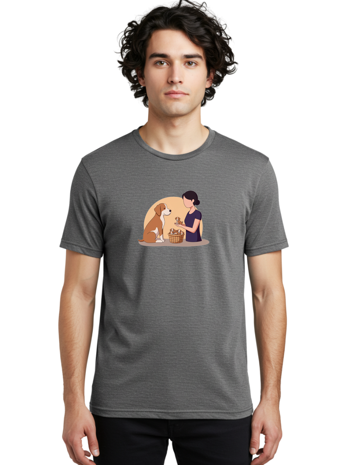 Woman-With-Dog-And-Puppies Men'S Graphic Tee, 100% Cotton, Comfortable Casual Summer Wear, Machine Washable, Vintage Camera, Old Camera, Antique Camera, Black Camera, Classic Photography, Photography Equipment, Nostalgic Device, Film Camera, Bai563