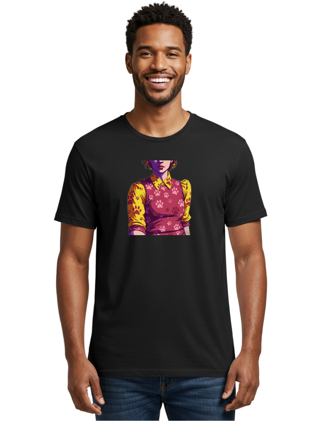 Woman-With-Paw-Print-Dress Men'S Graphic Tee, 100% Cotton, Comfortable Casual Summer Wear, Machine Washable, Vintage Camera, Old Camera, Antique Camera, Black Camera, Classic Photography, Photography Equipment, Nostalgic Device, Film Camera, Bai564