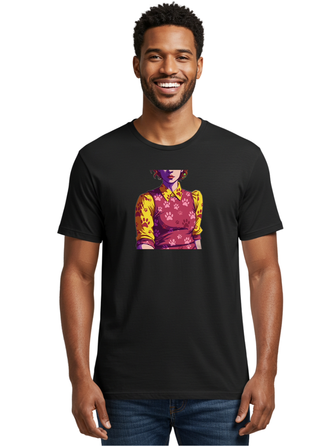 Woman-With-Paw-Print-Dress Men'S Graphic Tee, 100% Cotton, Comfortable Casual Summer Wear, Machine Washable, Vintage Camera, Old Camera, Antique Camera, Black Camera, Classic Photography, Photography Equipment, Nostalgic Device, Film Camera, Bai564