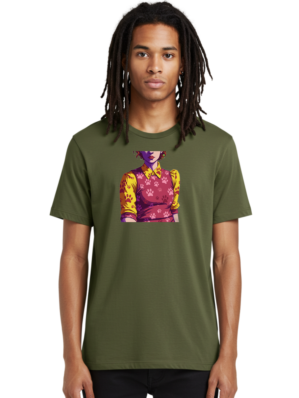Woman-With-Paw-Print-Dress Men'S Graphic Tee, 100% Cotton, Comfortable Casual Summer Wear, Machine Washable, Vintage Camera, Old Camera, Antique Camera, Black Camera, Classic Photography, Photography Equipment, Nostalgic Device, Film Camera, Bai564