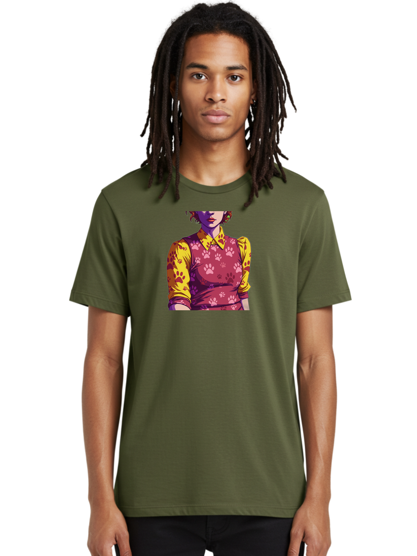 Woman-With-Paw-Print-Dress Men'S Graphic Tee, 100% Cotton, Comfortable Casual Summer Wear, Machine Washable, Vintage Camera, Old Camera, Antique Camera, Black Camera, Classic Photography, Photography Equipment, Nostalgic Device, Film Camera, Bai564