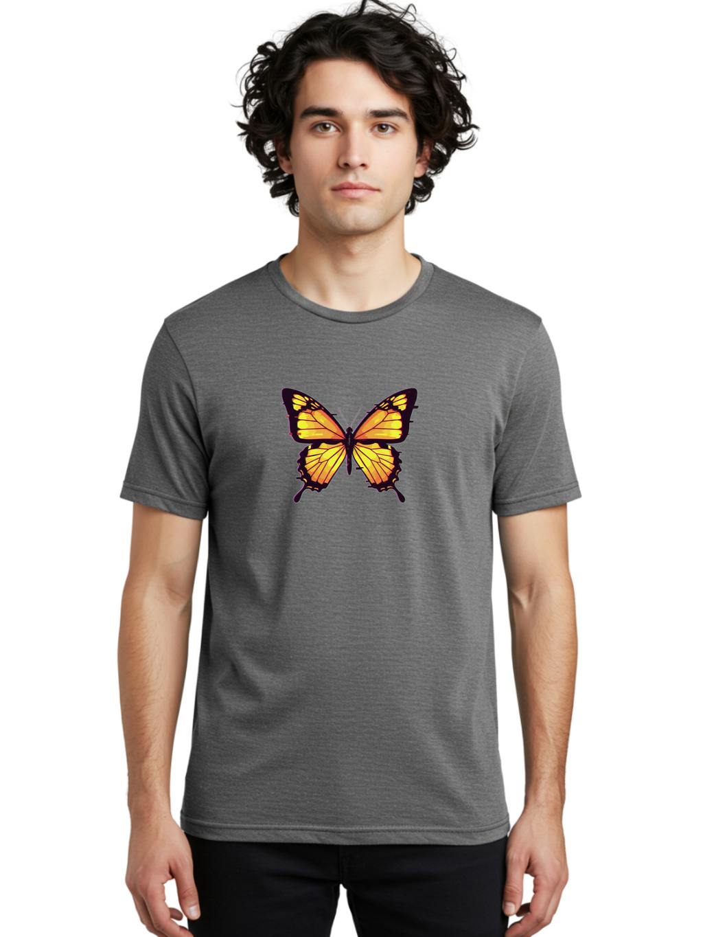 Yellow-Butterfly Men'S Graphic Tee, 100% Cotton, Comfortable Casual Summer Wear, Machine Washable, Vintage Camera, Old Camera, Antique Camera, Black Camera, Classic Photography, Photography Equipment, Nostalgic Device, Film Camera, Camera Art Bai570