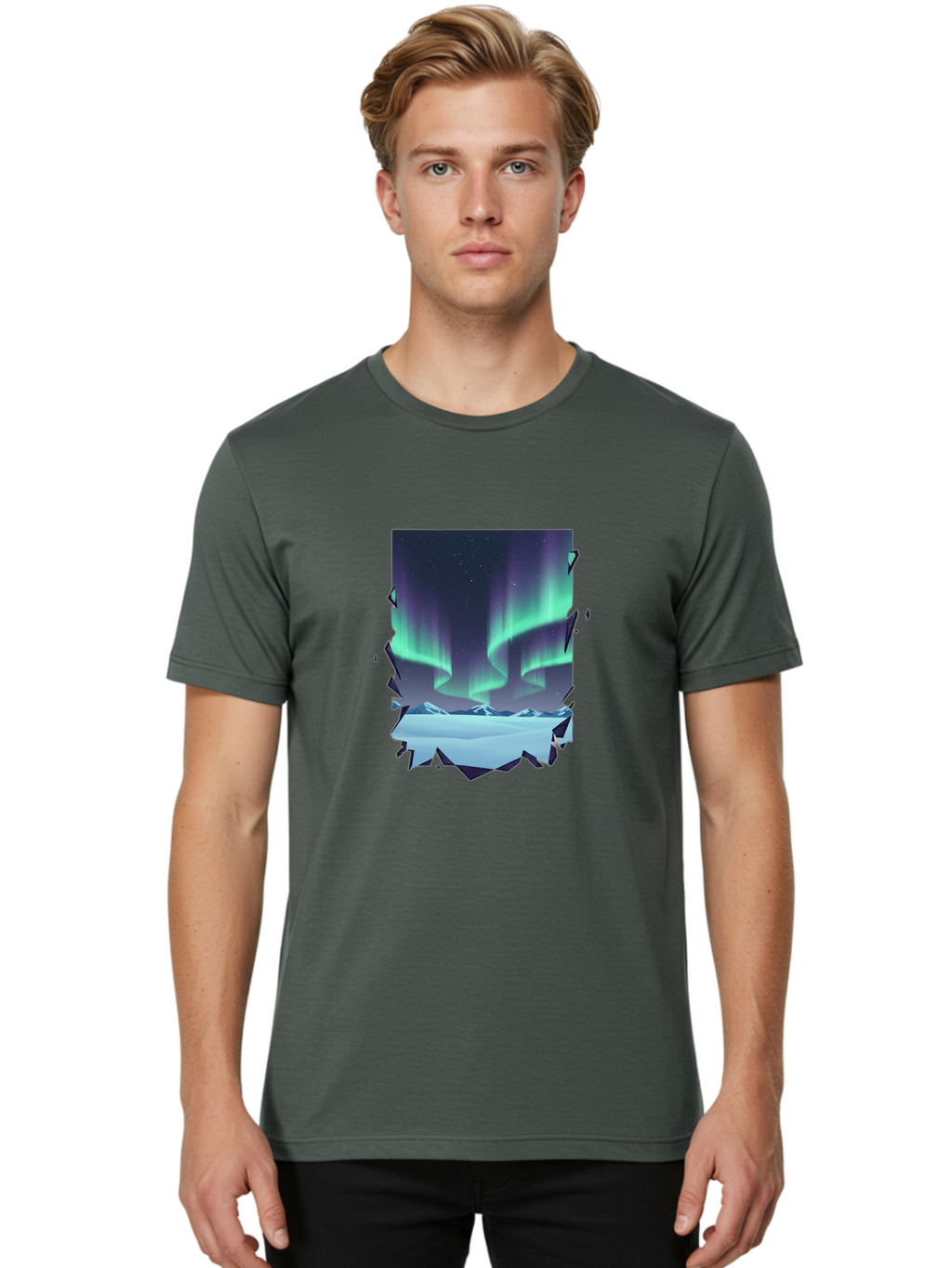 Aurora-Borealis-1 Men'S Graphic Tee, 100% Cotton, Comfortable Casual Summer Wear, Machine Washable, Vintage Camera, Old Camera, Antique Camera, Black Camera, Classic Photography, Photography Equipment, Nostalgic Device, Film Camera, Camera Art Bai580