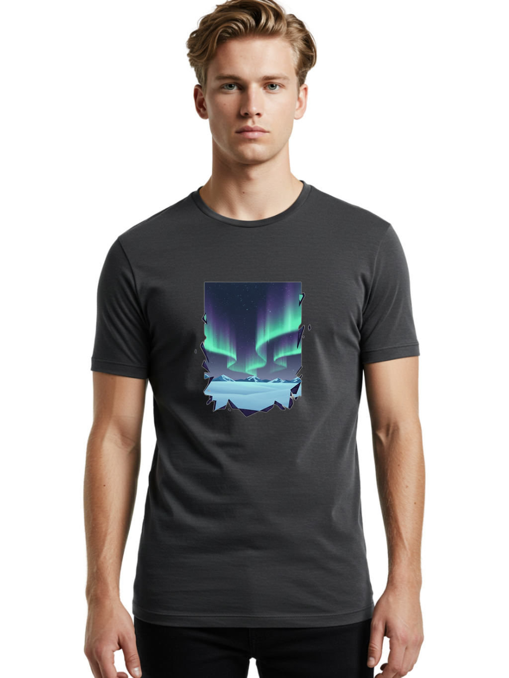 Aurora-Borealis-1 Men'S Graphic Tee, 100% Cotton, Comfortable Casual Summer Wear, Machine Washable, Vintage Camera, Old Camera, Antique Camera, Black Camera, Classic Photography, Photography Equipment, Nostalgic Device, Film Camera, Camera Art Bai580