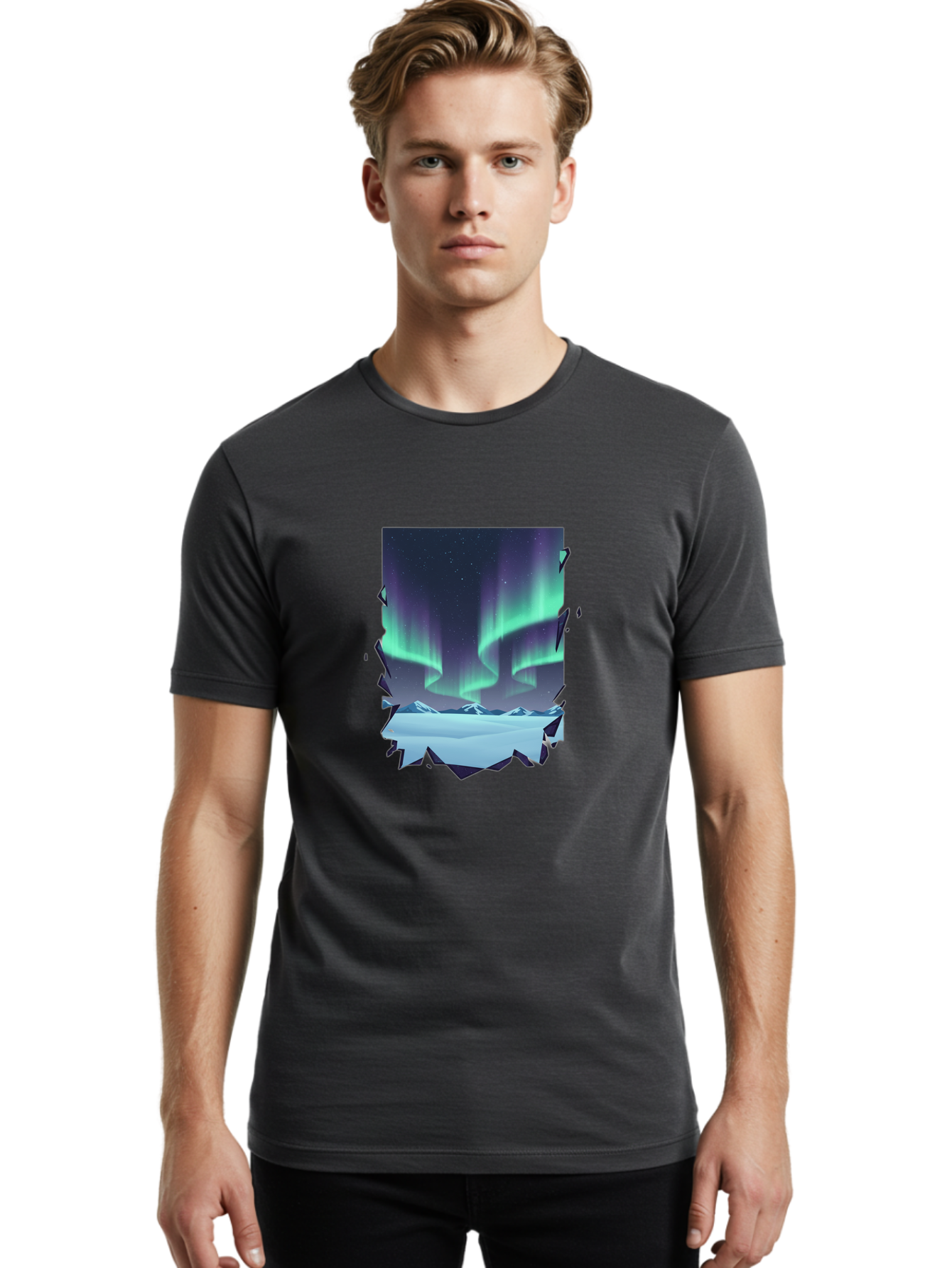 Aurora-Borealis-1 Men'S Graphic Tee, 100% Cotton, Comfortable Casual Summer Wear, Machine Washable, Vintage Camera, Old Camera, Antique Camera, Black Camera, Classic Photography, Photography Equipment, Nostalgic Device, Film Camera, Camera Art Bai580