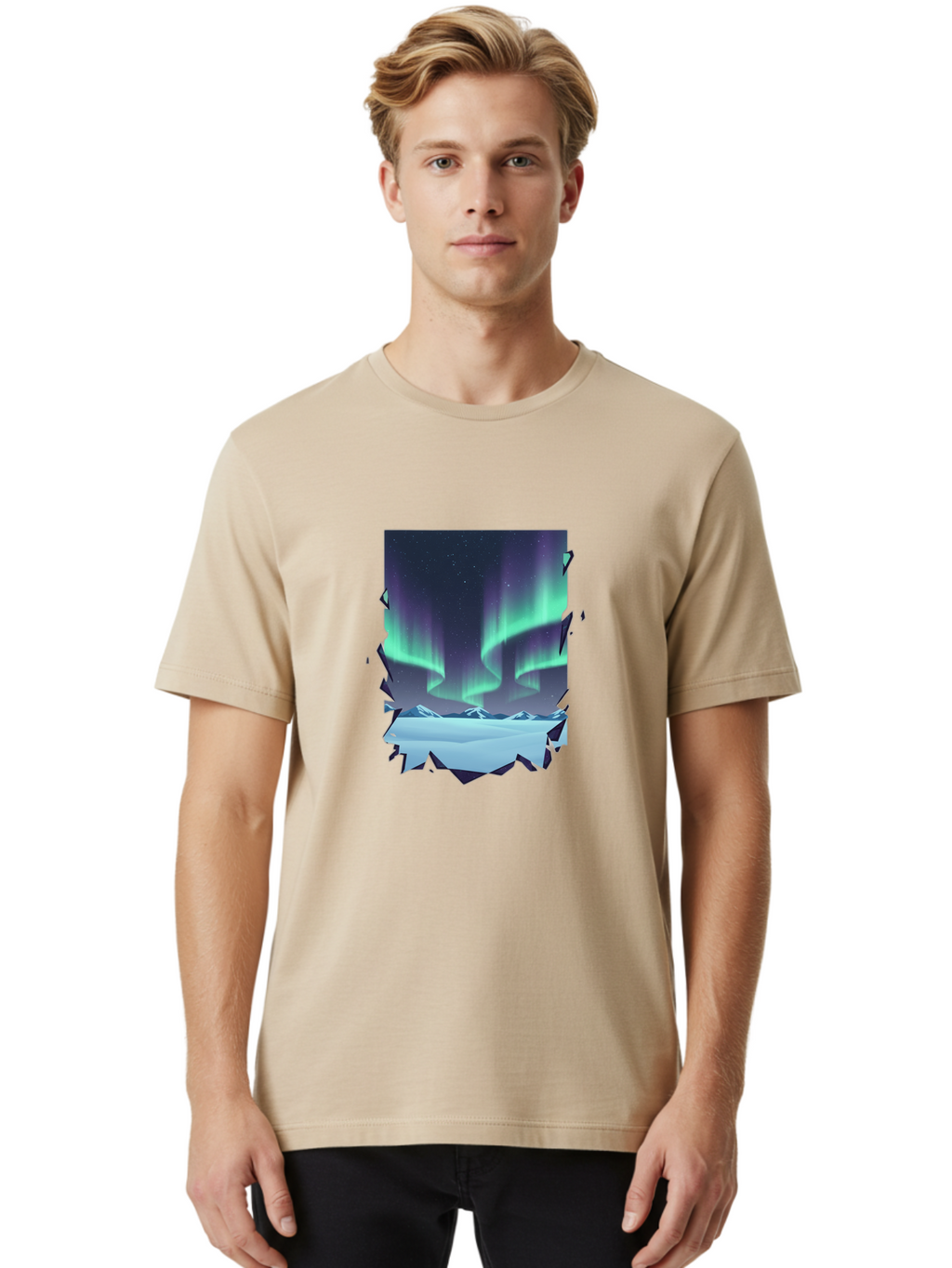 Aurora-Borealis-1 Men'S Graphic Tee, 100% Cotton, Comfortable Casual Summer Wear, Machine Washable, Vintage Camera, Old Camera, Antique Camera, Black Camera, Classic Photography, Photography Equipment, Nostalgic Device, Film Camera, Camera Art Bai580