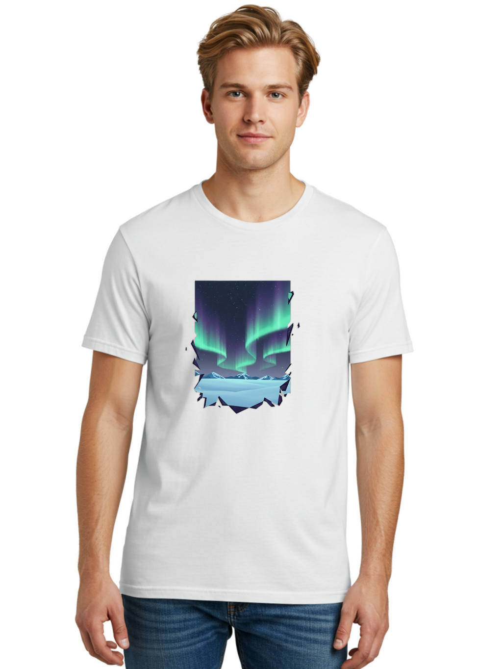 Aurora-Borealis-1 Men'S Graphic Tee, 100% Cotton, Comfortable Casual Summer Wear, Machine Washable, Vintage Camera, Old Camera, Antique Camera, Black Camera, Classic Photography, Photography Equipment, Nostalgic Device, Film Camera, Camera Art Bai580