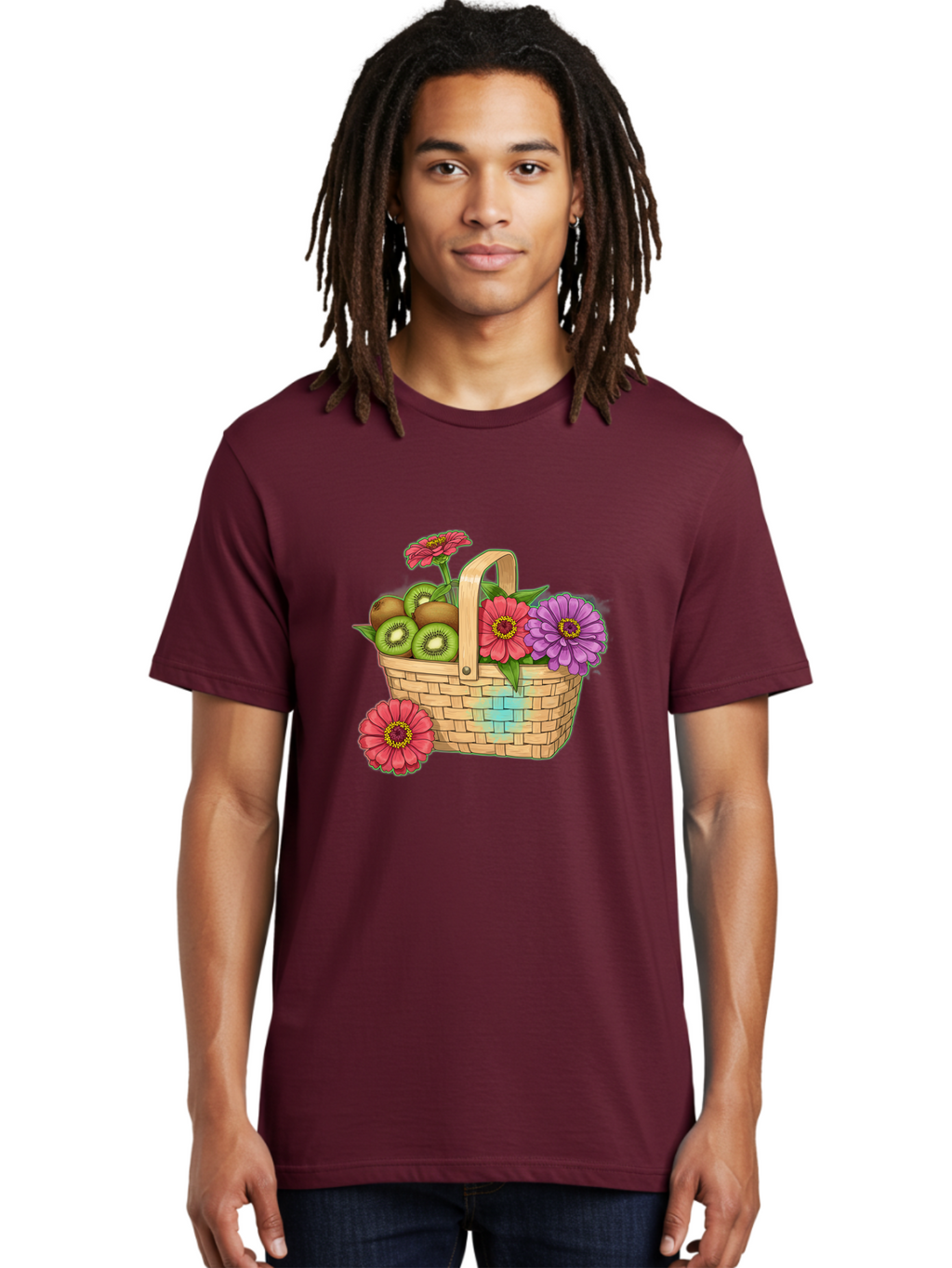 Basket-Of-Flowers-And-Kiwi-Fruits Men'S Graphic Tee, 100% Cotton, Comfortable Casual Summer Wear, Machine Washable, Vintage Camera, Old Camera, Antique Camera, Black Camera, Classic Photography, Photography Equipment, Nostalgic Device, Bai587