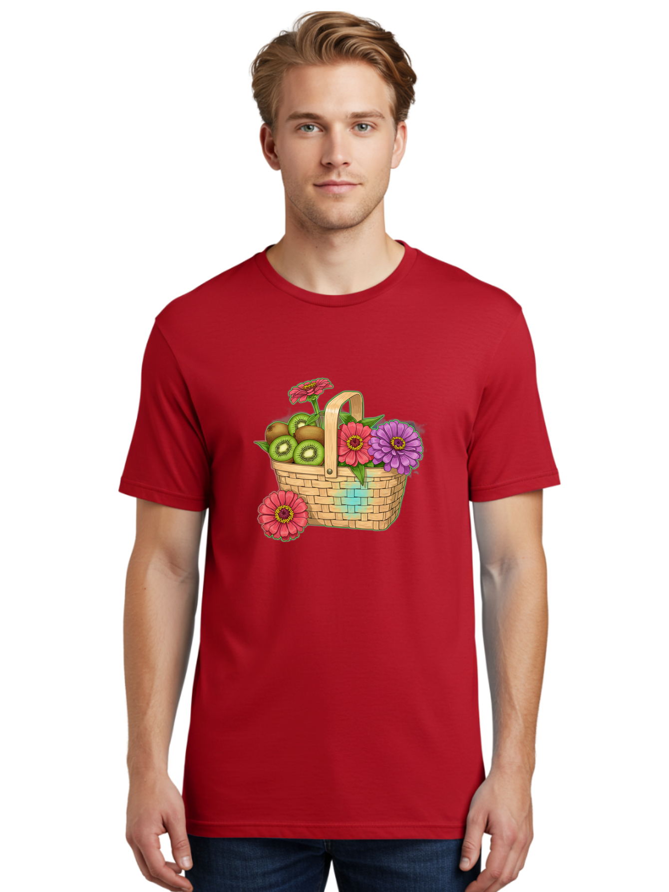 Basket-Of-Flowers-And-Kiwi-Fruits Men'S Graphic Tee, 100% Cotton, Comfortable Casual Summer Wear, Machine Washable, Vintage Camera, Old Camera, Antique Camera, Black Camera, Classic Photography, Photography Equipment, Nostalgic Device, Bai587