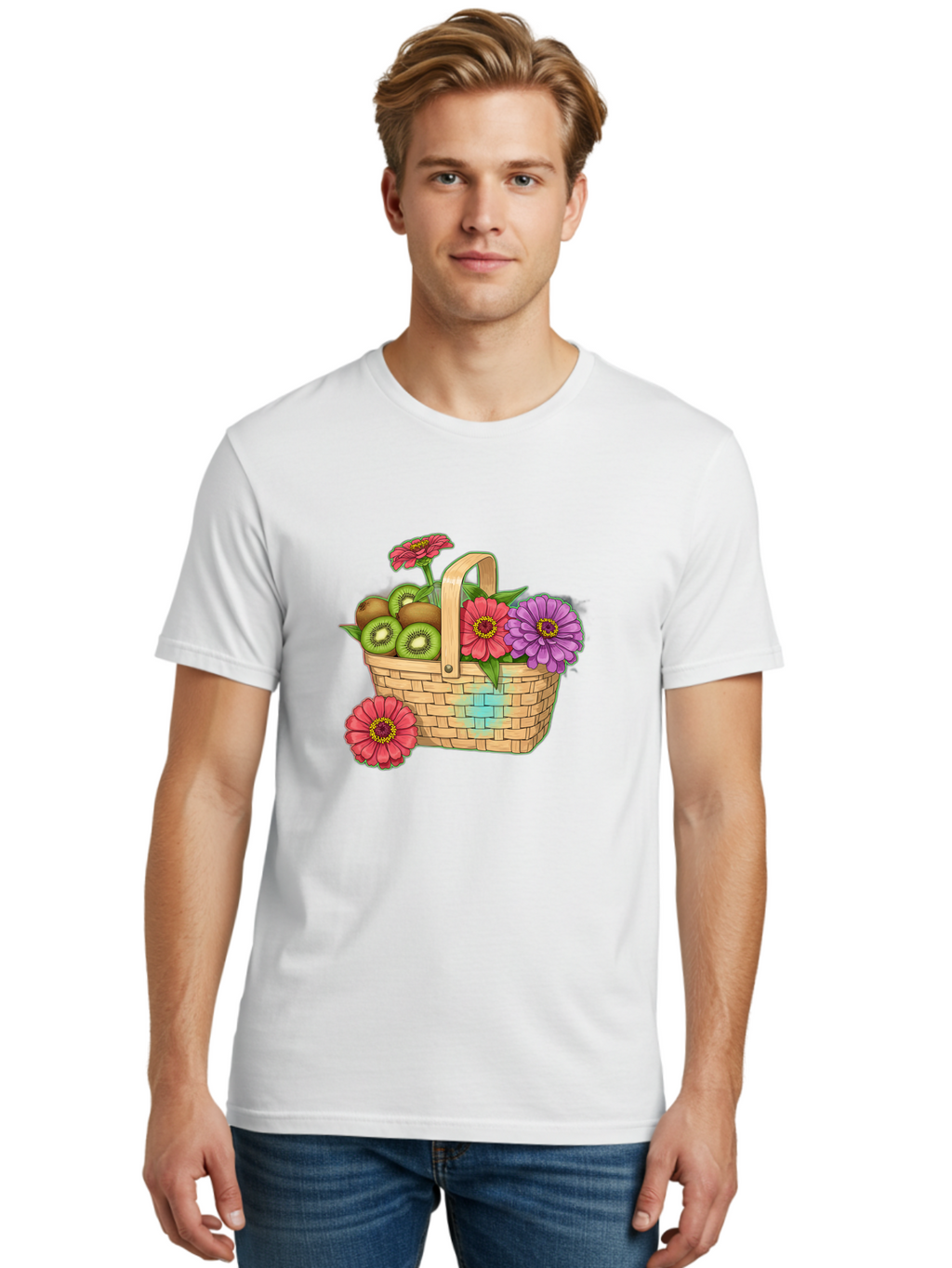 Basket-Of-Flowers-And-Kiwi-Fruits Men'S Graphic Tee, 100% Cotton, Comfortable Casual Summer Wear, Machine Washable, Vintage Camera, Old Camera, Antique Camera, Black Camera, Classic Photography, Photography Equipment, Nostalgic Device, Bai587