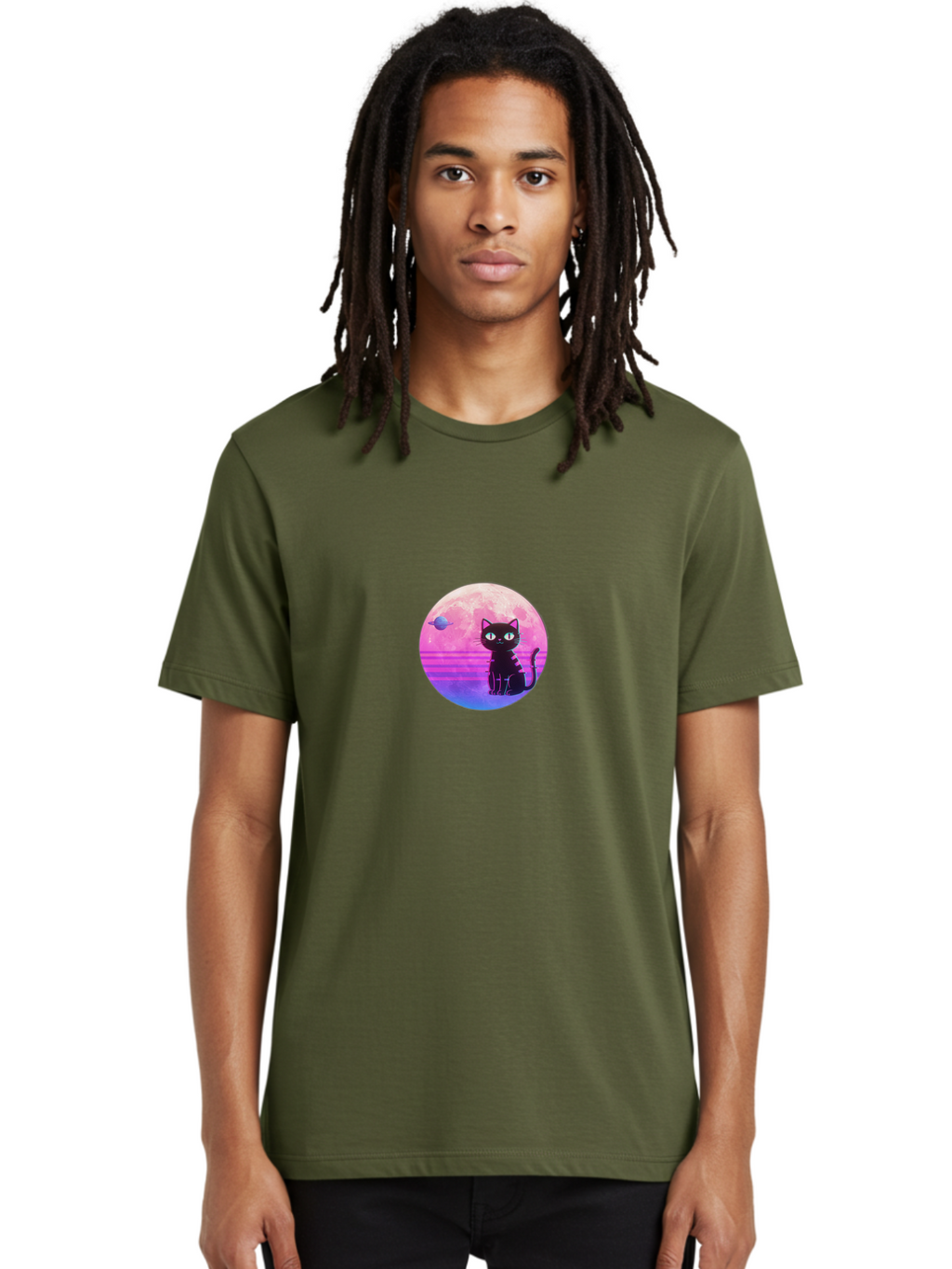 Black-Cat-1 Men'S Graphic Tee, 100% Cotton, Comfortable Casual Summer Wear, Machine Washable, Vintage Camera, Old Camera, Antique Camera, Black Camera, Classic Photography, Photography Equipment, Nostalgic Device, Film Camera, Camera Art Bai591