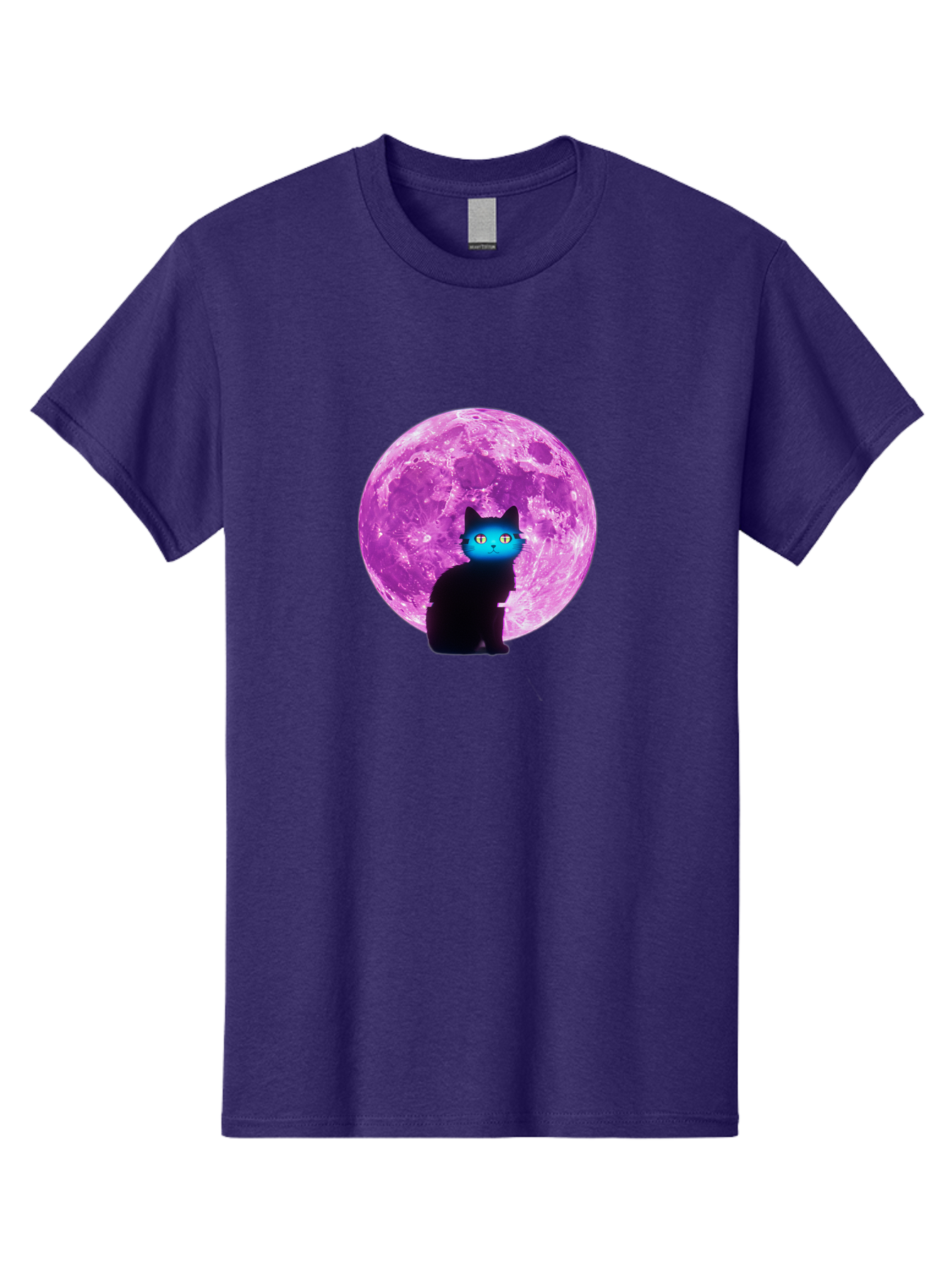 Black-Cat-Purple-Moon Men'S Graphic Tee, 100% Cotton, Comfortable Casual Summer Wear, Machine Washable, Vintage Camera, Old Camera, Antique Camera, Black Camera, Classic Photography, Photography Equipment, Nostalgic Device, Film Camera, Bai594