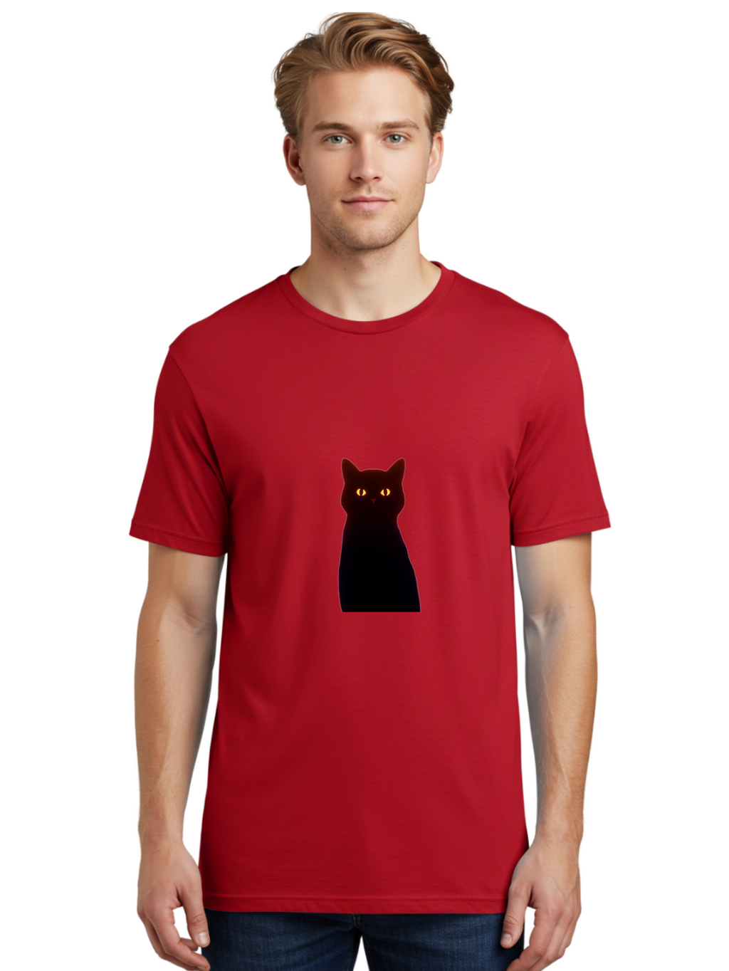 Black-Cat-With-Glowing-Eyes Men'S Graphic Tee, 100% Cotton, Comfortable Casual Summer Wear, Machine Washable, Vintage Camera, Old Camera, Antique Camera, Black Camera, Classic Photography, Photography Equipment, Nostalgic Device, Film Camera, Bai595