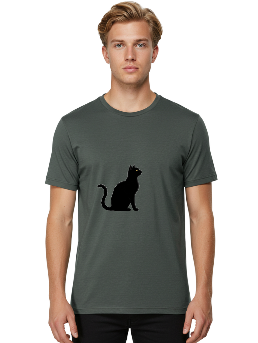 Black-Cat Men'S Graphic Tee, 100% Cotton, Comfortable Casual Summer Wear, Machine Washable, Vintage Camera, Old Camera, Antique Camera, Black Camera, Classic Photography, Photography Equipment, Nostalgic Device, Film Camera, Camera Art Bai596