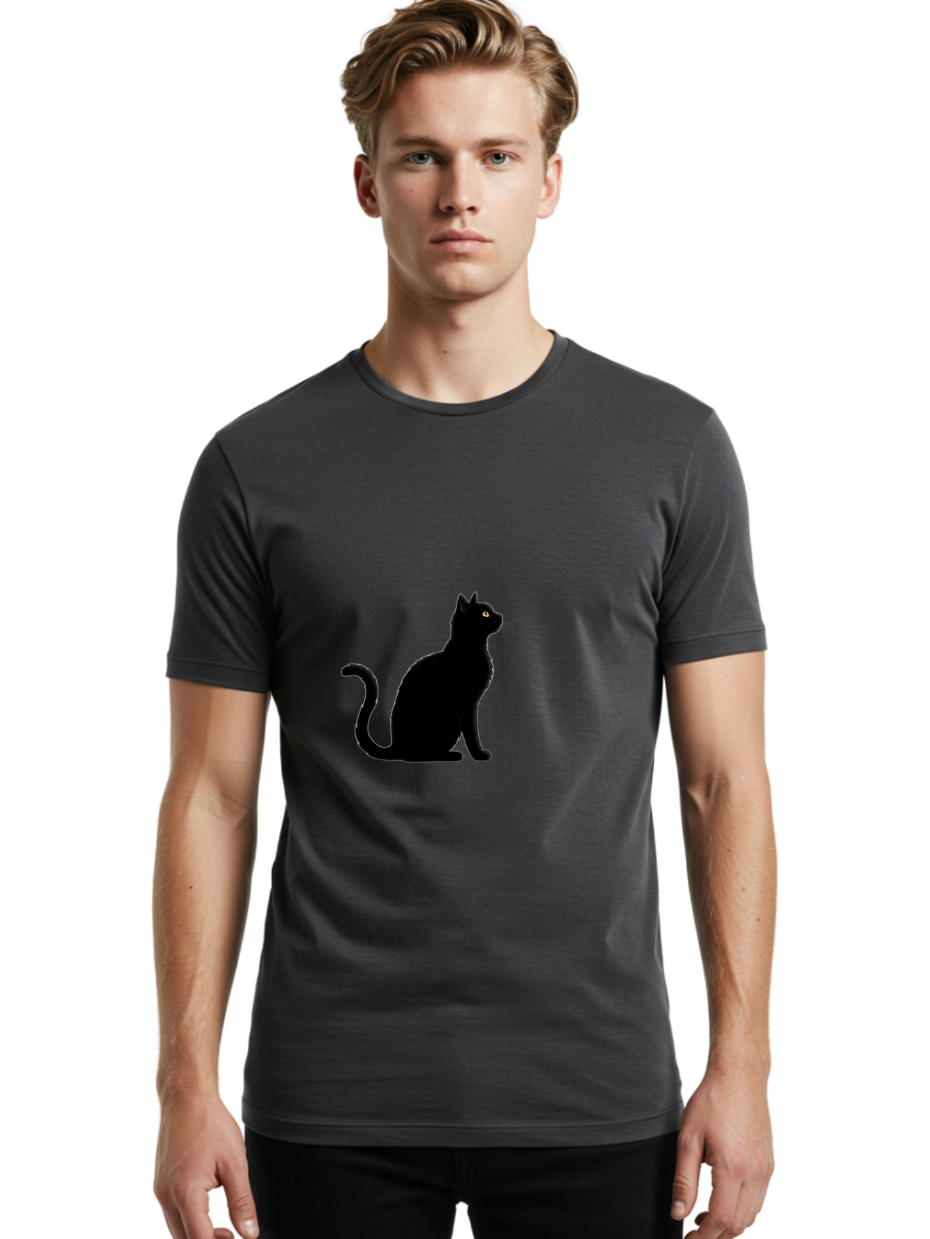 Black-Cat Men'S Graphic Tee, 100% Cotton, Comfortable Casual Summer Wear, Machine Washable, Vintage Camera, Old Camera, Antique Camera, Black Camera, Classic Photography, Photography Equipment, Nostalgic Device, Film Camera, Camera Art Bai596