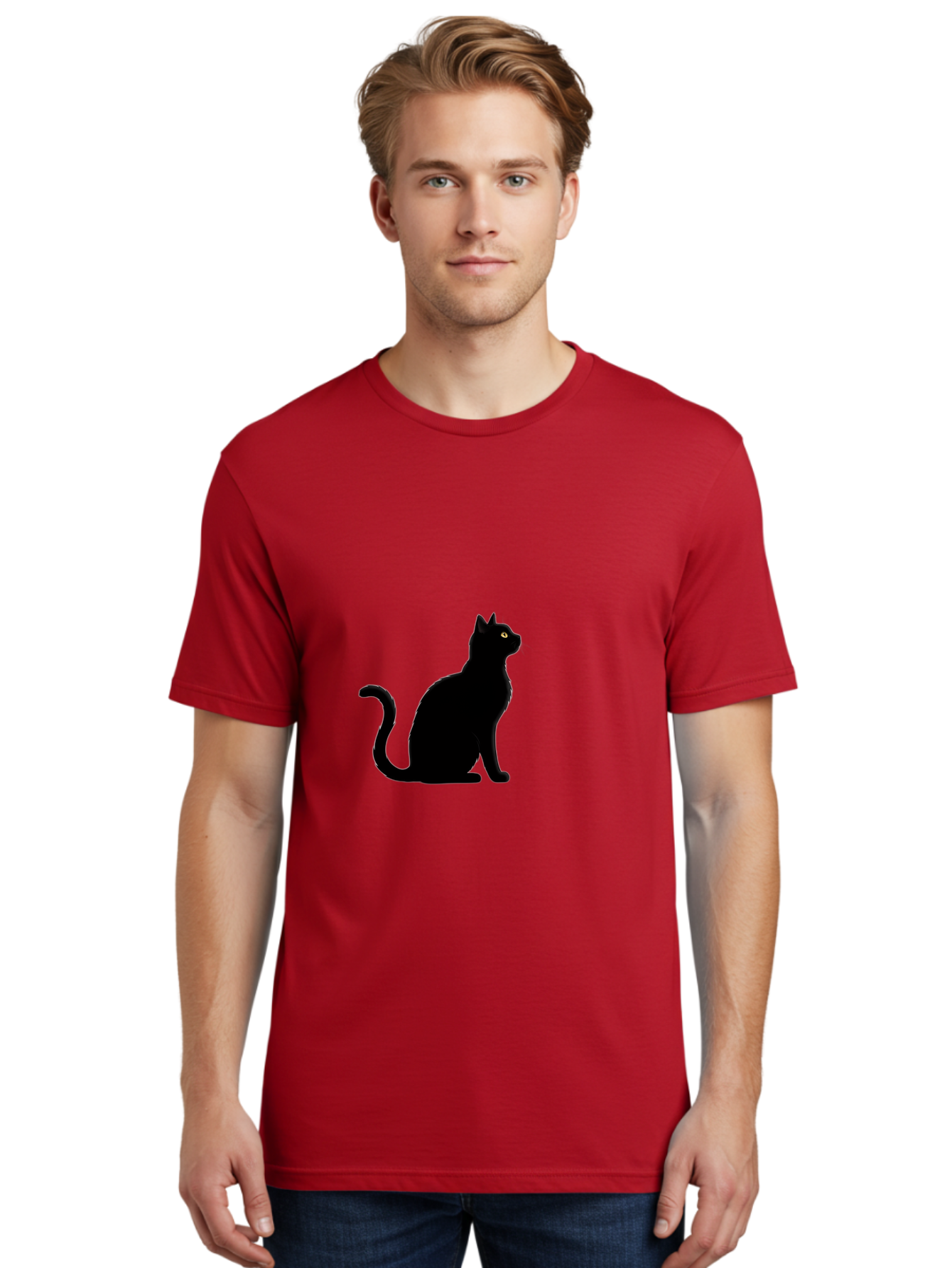 Black-Cat Men'S Graphic Tee, 100% Cotton, Comfortable Casual Summer Wear, Machine Washable, Vintage Camera, Old Camera, Antique Camera, Black Camera, Classic Photography, Photography Equipment, Nostalgic Device, Film Camera, Camera Art Bai596
