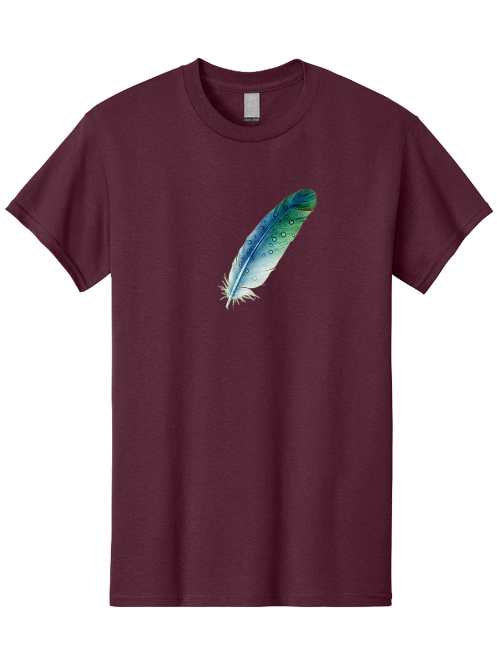 Blue-Feather-With-Water-Droplets Men'S Graphic Tee, 100% Cotton, Comfortable Casual Summer Wear, Machine Washable, Vintage Camera, Old Camera, Antique Camera, Black Camera, Classic Photography, Photography Equipment, Nostalgic Device, Bai598