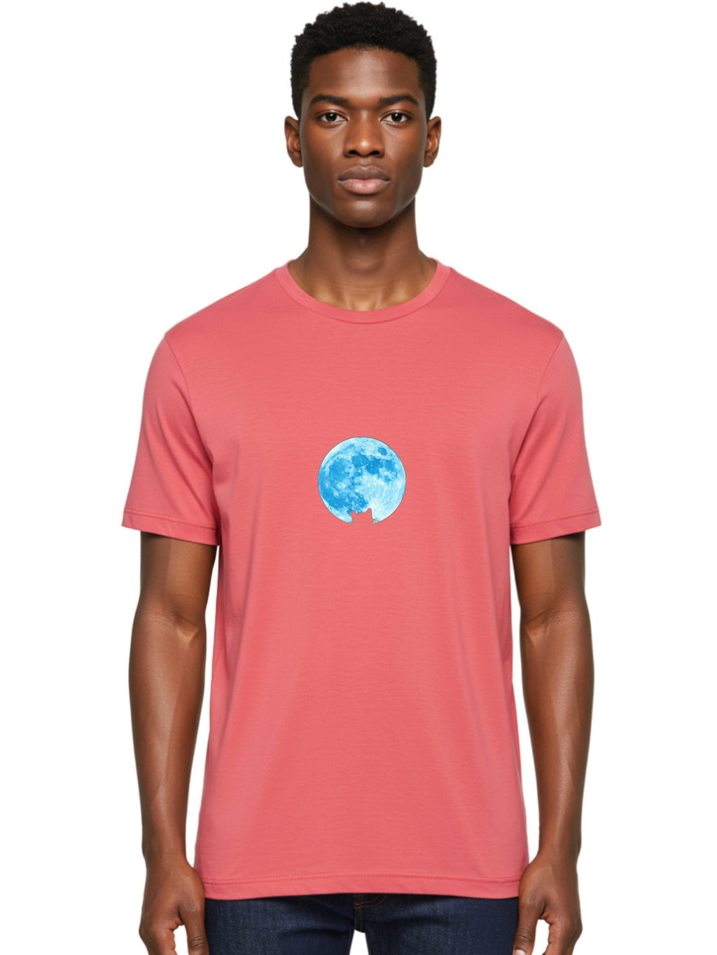 Blue-Moon-With-Cat-Silhouette Men'S Graphic Tee, 100% Cotton, Comfortable Casual Summer Wear, Machine Washable, Vintage Camera, Old Camera, Antique Camera, Black Camera, Classic Photography, Photography Equipment, Nostalgic Device, Bai599