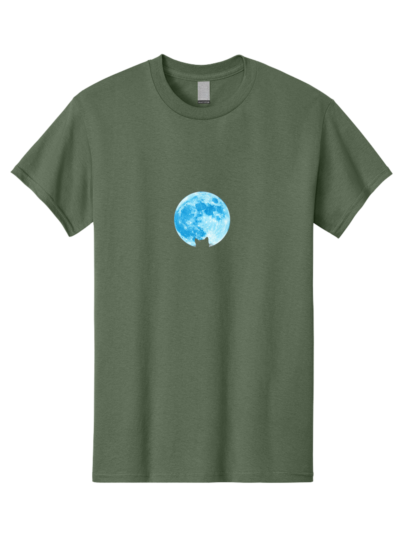 Blue-Moon-With-Cat-Silhouette Men'S Graphic Tee, 100% Cotton, Comfortable Casual Summer Wear, Machine Washable, Vintage Camera, Old Camera, Antique Camera, Black Camera, Classic Photography, Photography Equipment, Nostalgic Device, Bai599