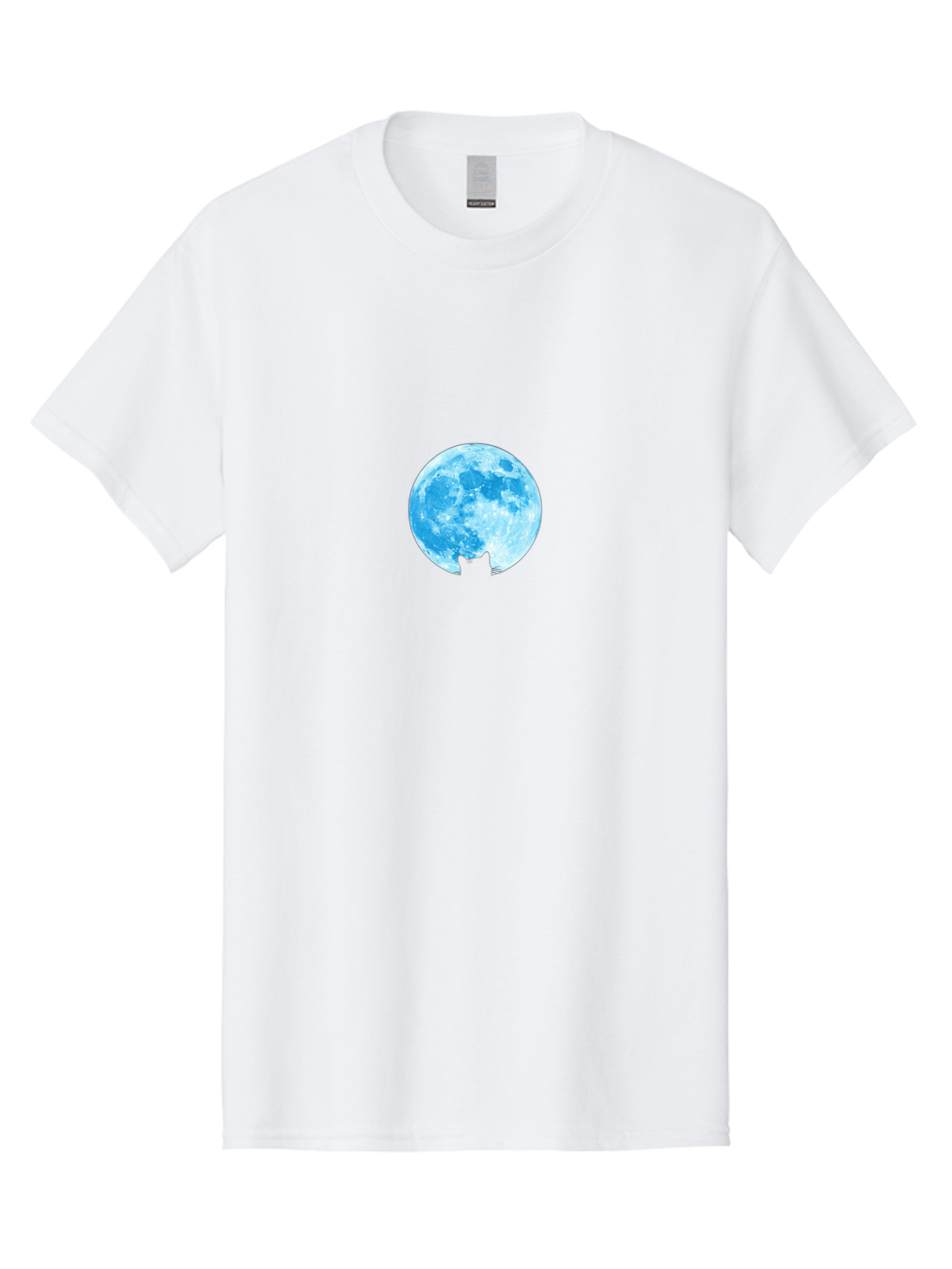 Blue-Moon-With-Cat-Silhouette Men'S Graphic Tee, 100% Cotton, Comfortable Casual Summer Wear, Machine Washable, Vintage Camera, Old Camera, Antique Camera, Black Camera, Classic Photography, Photography Equipment, Nostalgic Device, Bai599
