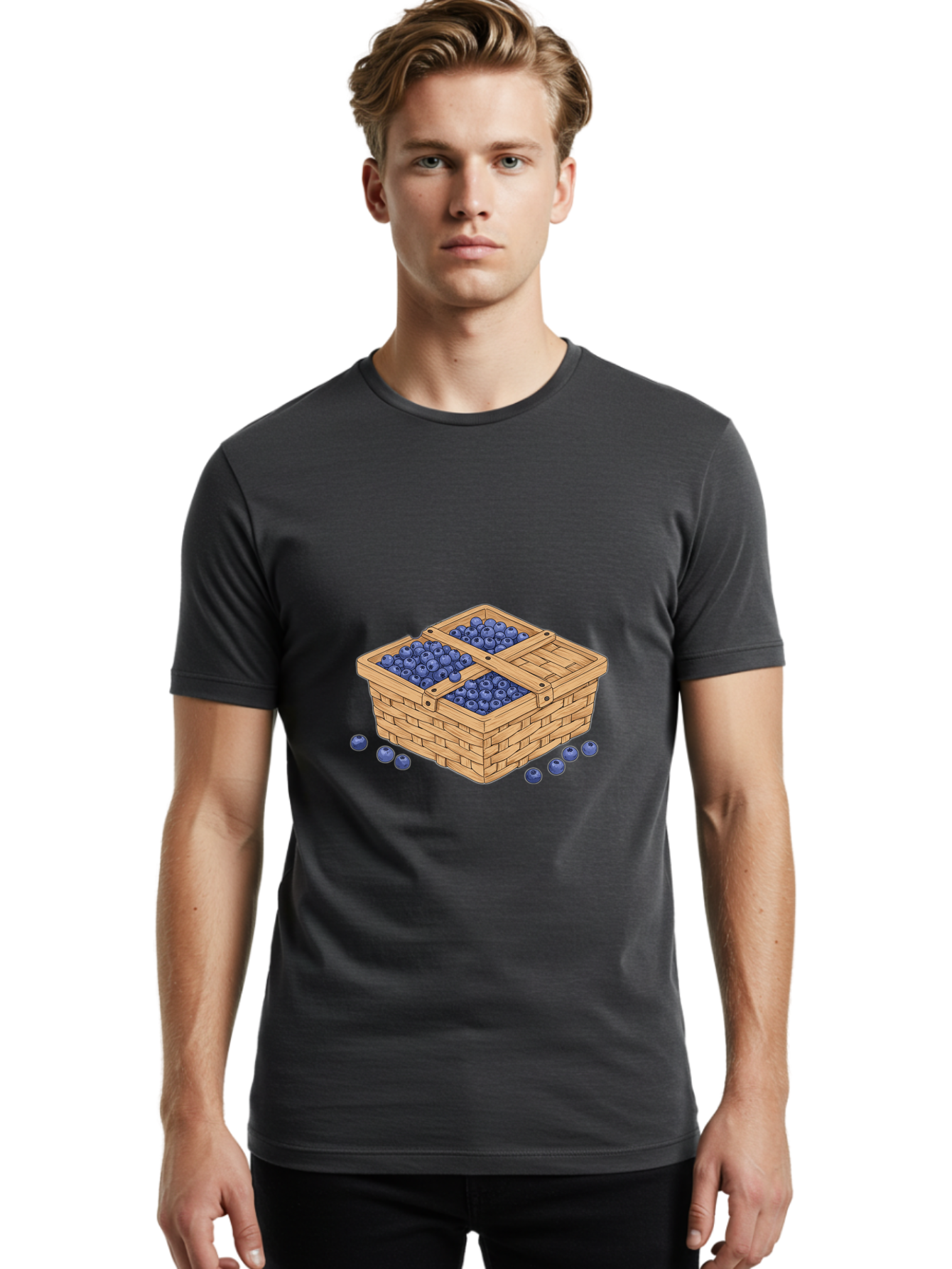 Blueberries Men'S Graphic Tee, 100% Cotton, Comfortable Casual Summer Wear, Machine Washable, Vintage Camera, Old Camera, Antique Camera, Black Camera, Classic Photography, Photography Equipment, Nostalgic Device, Film Camera, Camera Art Bai600
