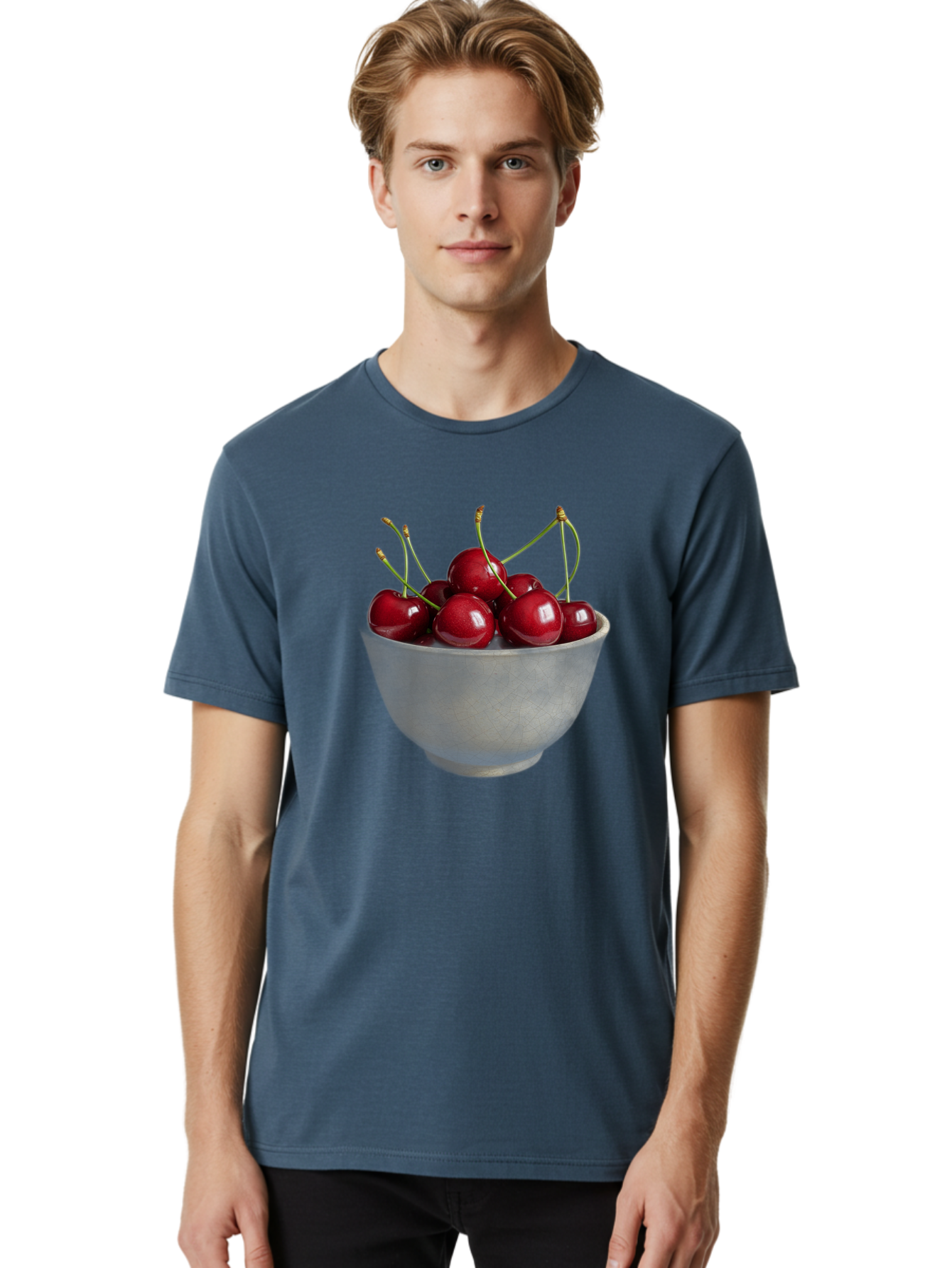 Bowl-Of-Cherries-1 Men'S Graphic Tee, 100% Cotton, Comfortable Casual Summer Wear, Machine Washable, Vintage Camera, Old Camera, Antique Camera, Black Camera, Classic Photography, Photography Equipment, Nostalgic Device, Film Camera, Bai601