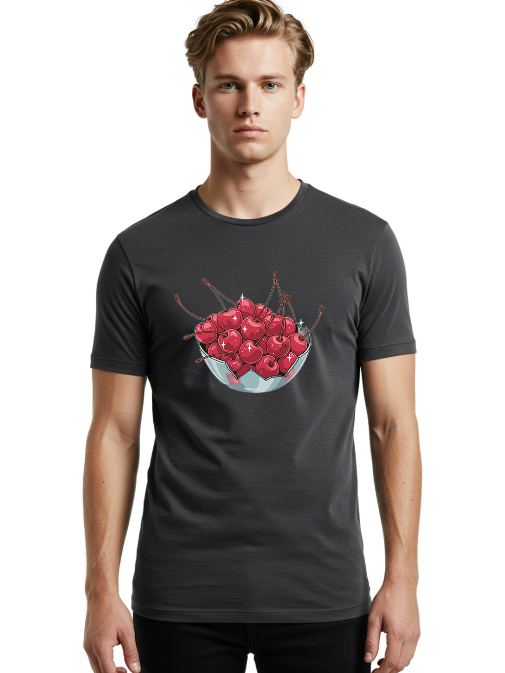 Bowl-Of-Cherries Men'S Graphic Tee, 100% Cotton, Comfortable Casual Summer Wear, Machine Washable, Vintage Camera, Old Camera, Antique Camera, Black Camera, Classic Photography, Photography Equipment, Nostalgic Device, Film Camera, Camera Art Bai602