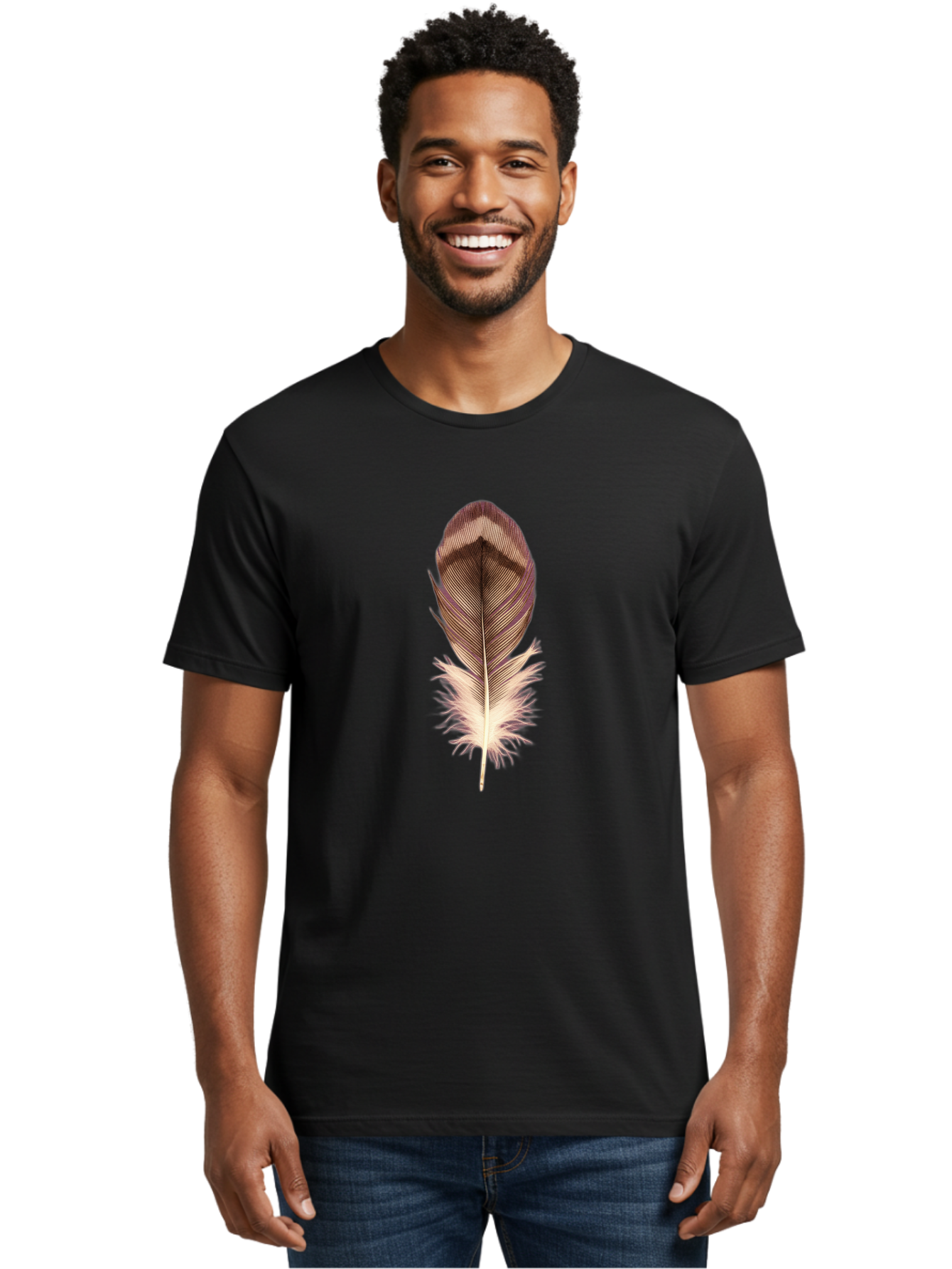 Brown-Feather-1 Men'S Graphic Tee, 100% Cotton, Comfortable Casual Summer Wear, Machine Washable, Vintage Camera, Old Camera, Antique Camera, Black Camera, Classic Photography, Photography Equipment, Nostalgic Device, Film Camera, Camera Art Bai603