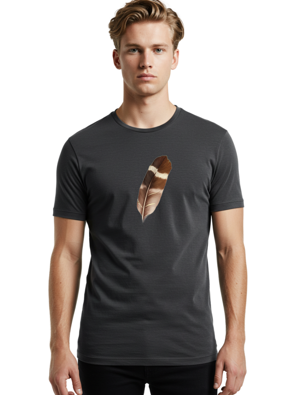 Brown-Feather-2 Men'S Graphic Tee, 100% Cotton, Comfortable Casual Summer Wear, Machine Washable, Vintage Camera, Old Camera, Antique Camera, Black Camera, Classic Photography, Photography Equipment, Nostalgic Device, Film Camera, Camera Art Bai604