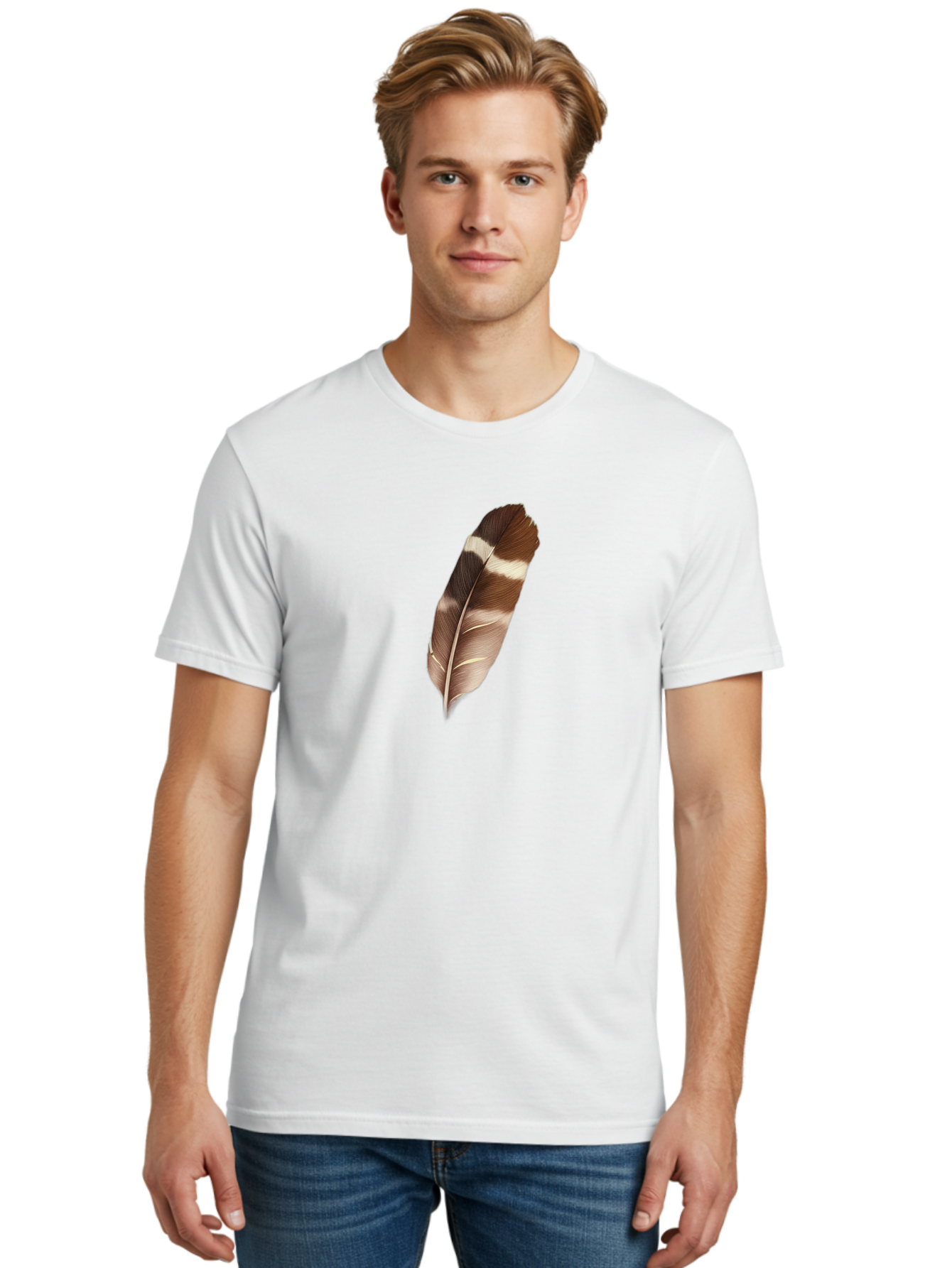 Brown-Feather-2 Men'S Graphic Tee, 100% Cotton, Comfortable Casual Summer Wear, Machine Washable, Vintage Camera, Old Camera, Antique Camera, Black Camera, Classic Photography, Photography Equipment, Nostalgic Device, Film Camera, Camera Art Bai604