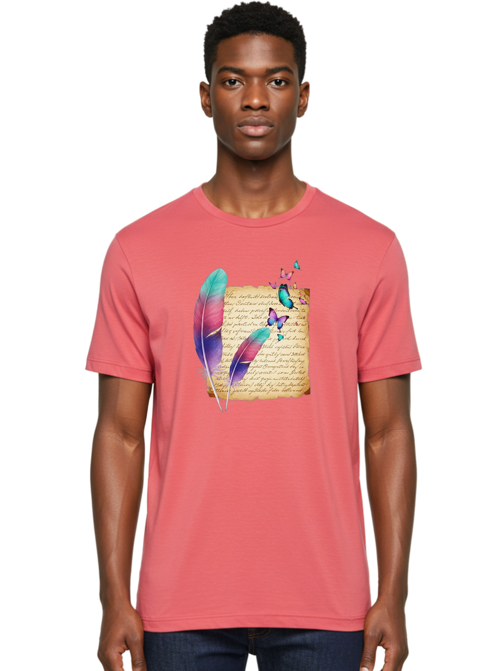 Butterflies-Quill Men'S Graphic Tee, 100% Cotton, Comfortable Casual Summer Wear, Machine Washable, Vintage Camera, Old Camera, Antique Camera, Black Camera, Classic Photography, Photography Equipment, Nostalgic Device, Film Camera, Camera Art Bai607