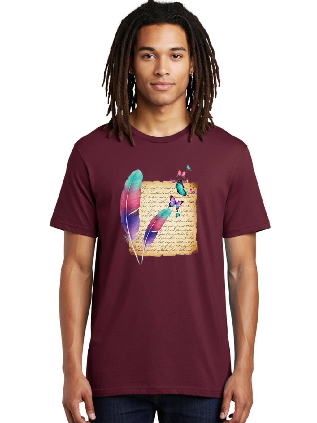 Butterflies-Quill Men'S Graphic Tee, 100% Cotton, Comfortable Casual Summer Wear, Machine Washable, Vintage Camera, Old Camera, Antique Camera, Black Camera, Classic Photography, Photography Equipment, Nostalgic Device, Film Camera, Camera Art Bai607