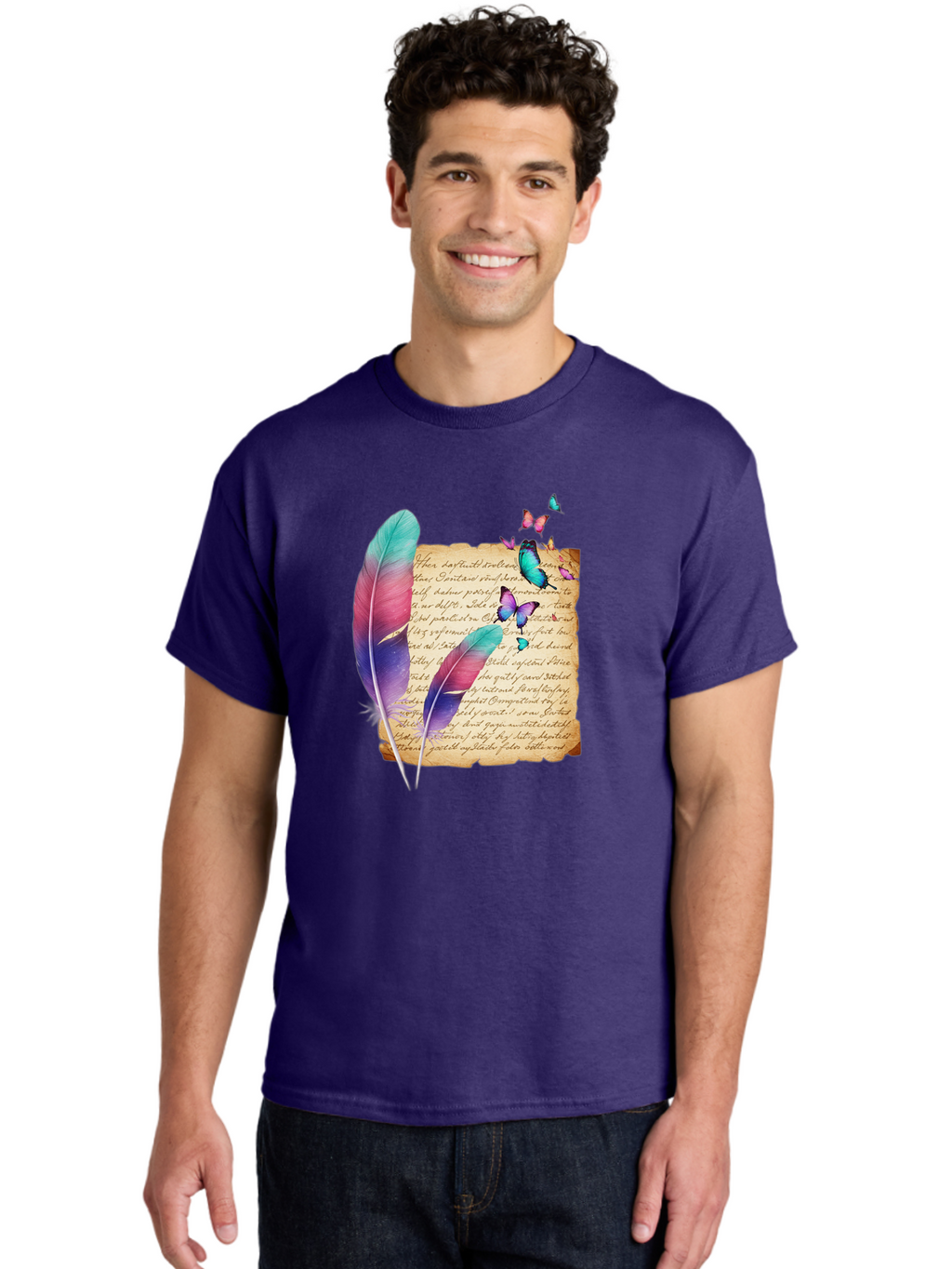 Butterflies-Quill Men'S Graphic Tee, 100% Cotton, Comfortable Casual Summer Wear, Machine Washable, Vintage Camera, Old Camera, Antique Camera, Black Camera, Classic Photography, Photography Equipment, Nostalgic Device, Film Camera, Camera Art Bai607