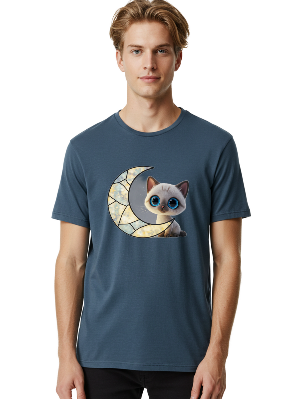 Cat-And-Crescent-Moon-1 Men'S Graphic Tee, 100% Cotton, Comfortable Casual Summer Wear, Machine Washable, Vintage Camera, Old Camera, Antique Camera, Black Camera, Classic Photography, Photography Equipment, Nostalgic Device, Film Camera, Bai619